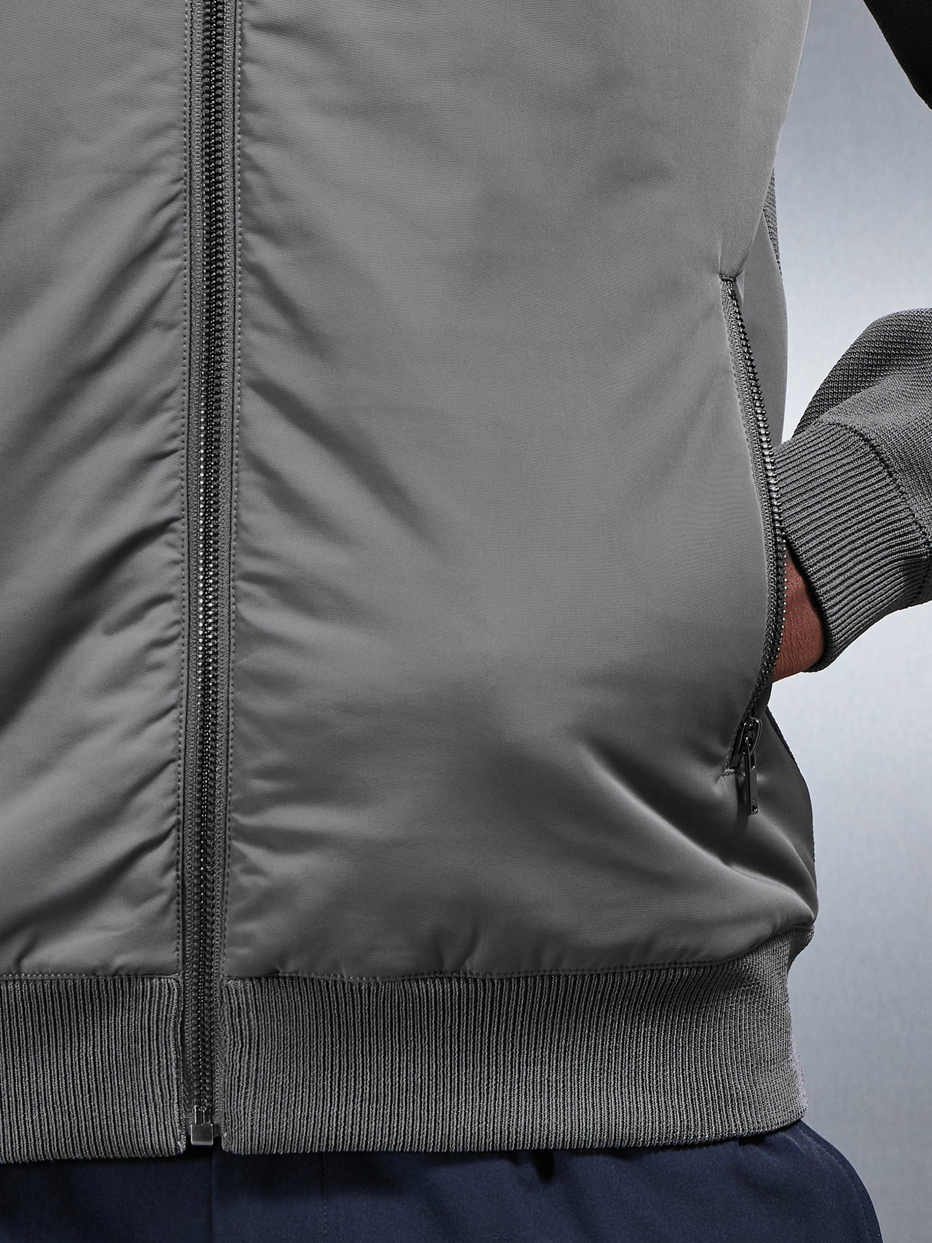 Mens Hybrid Knitted Windbreaker in Grey