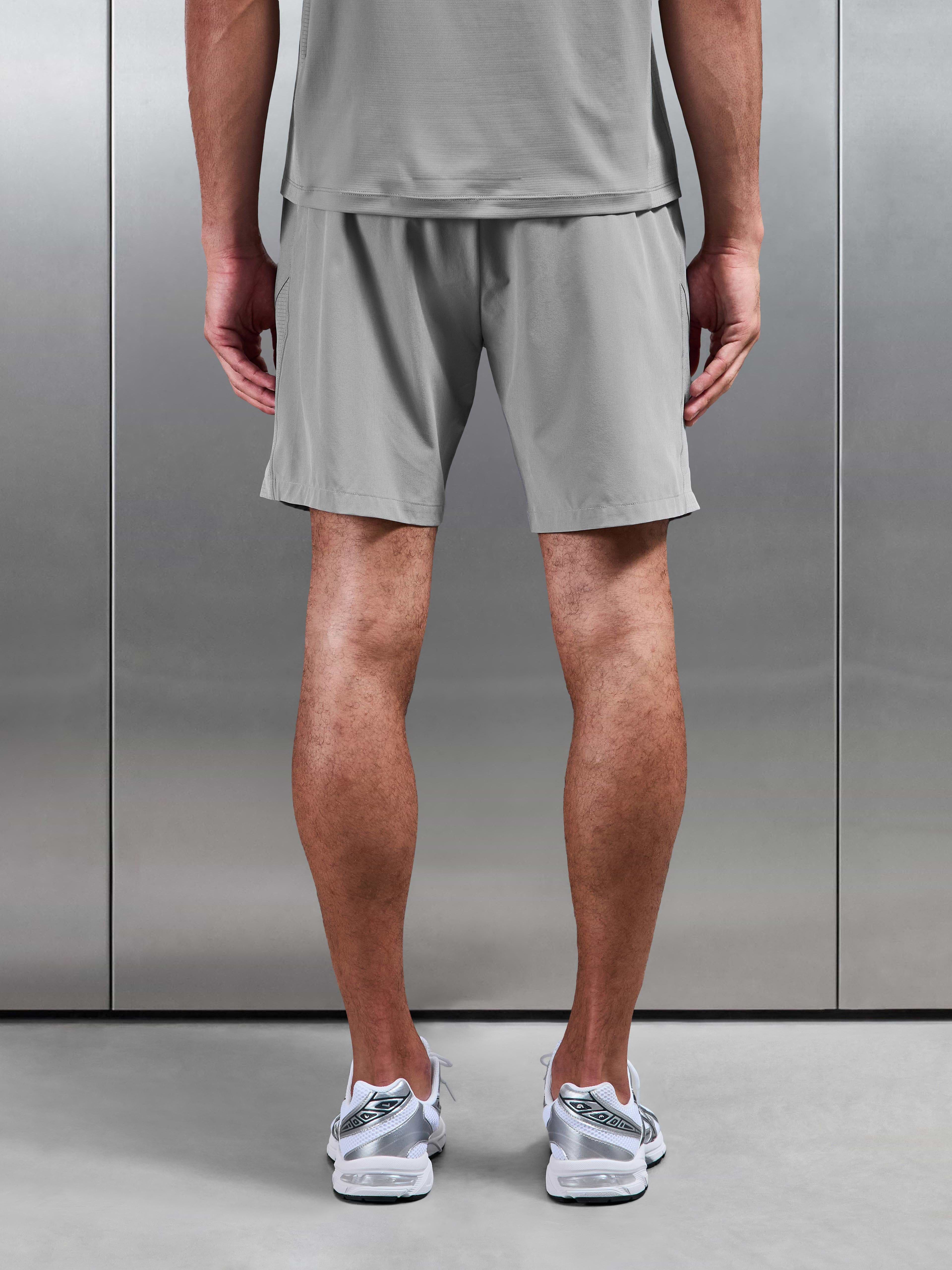 Hybrid Mesh Short in Mid Grey