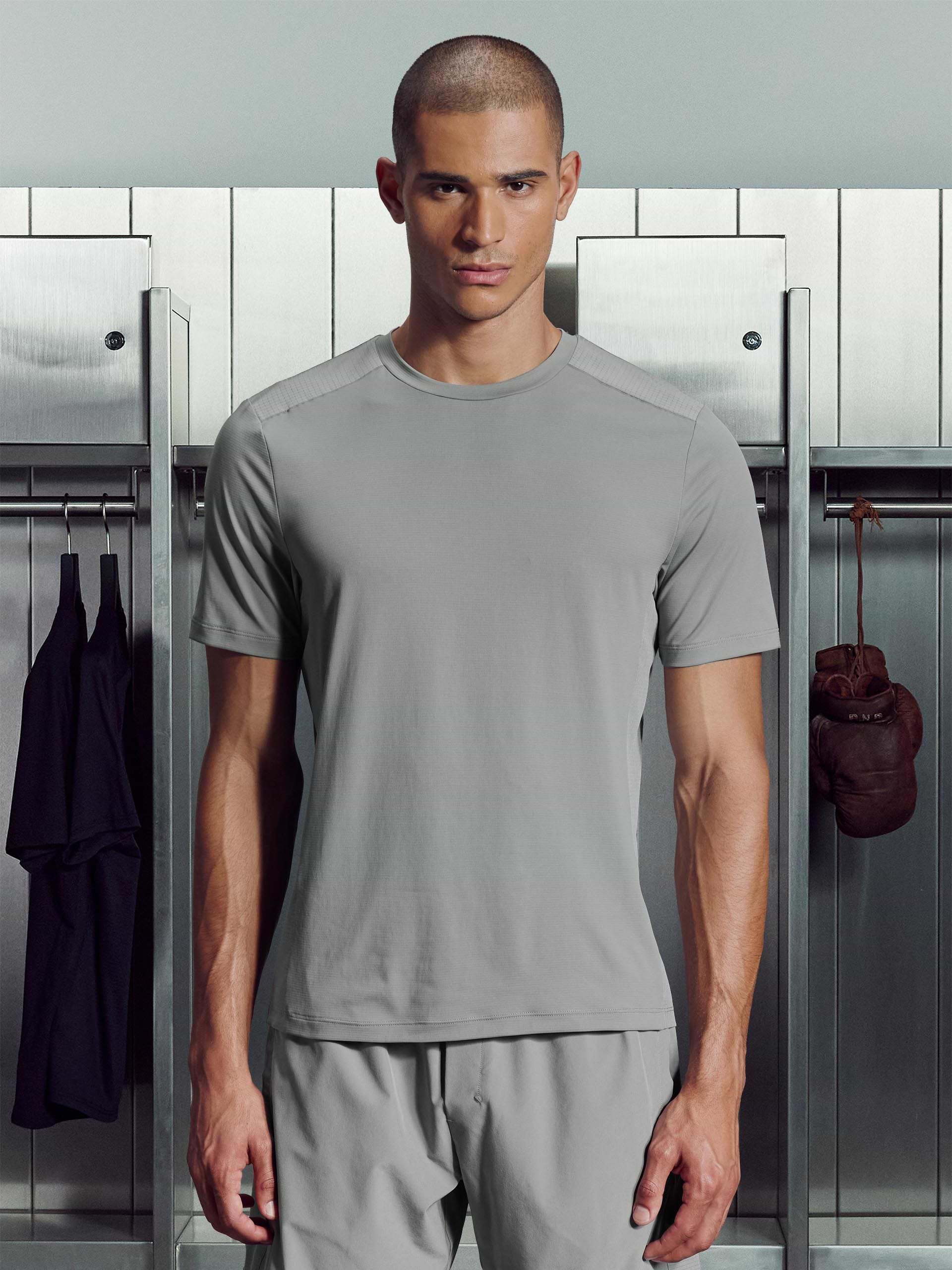Hybrid Mesh T-Shirt in Mid Grey