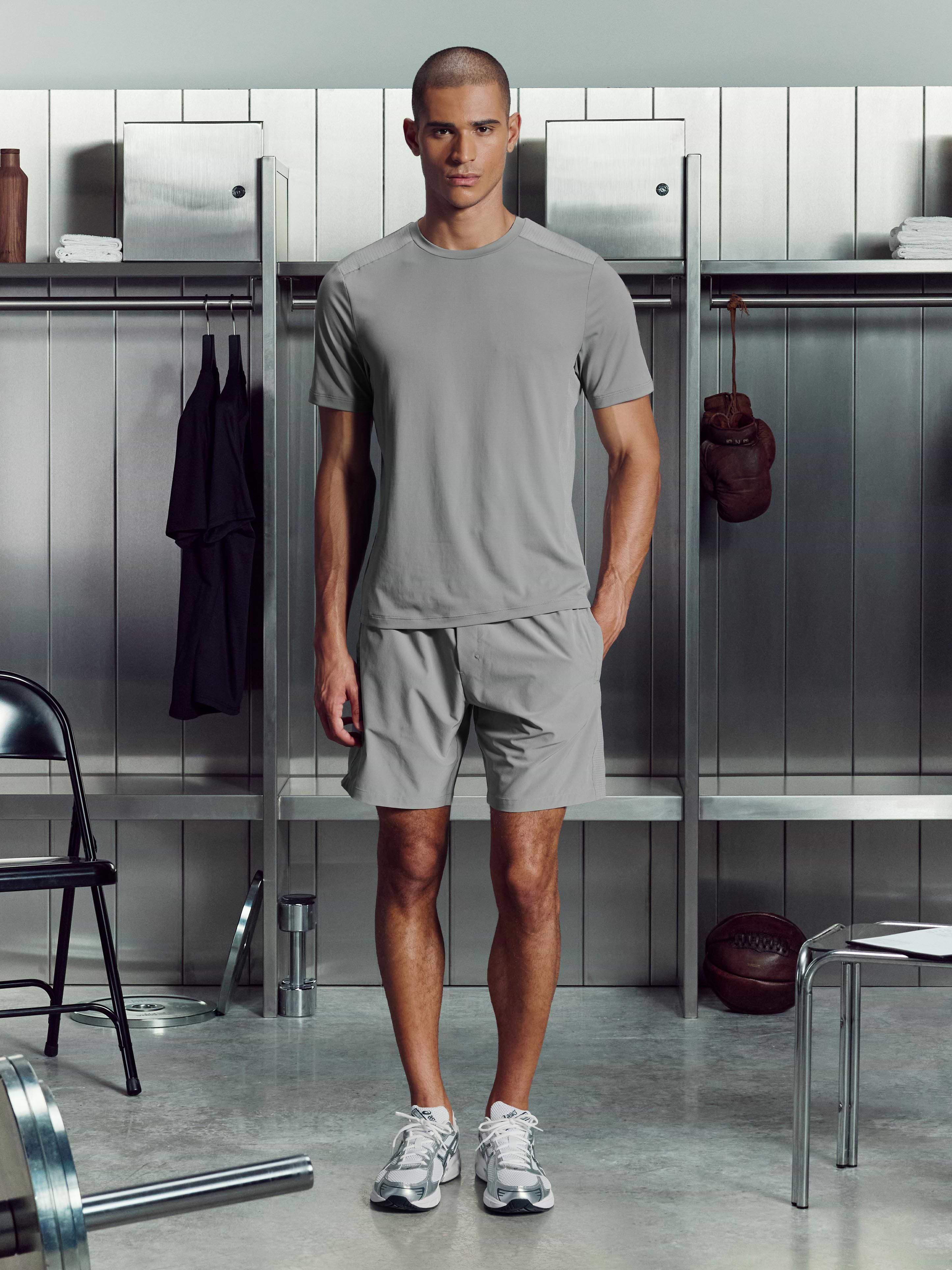 Mens Hybrid Mesh T-Shirt in Mid Grey