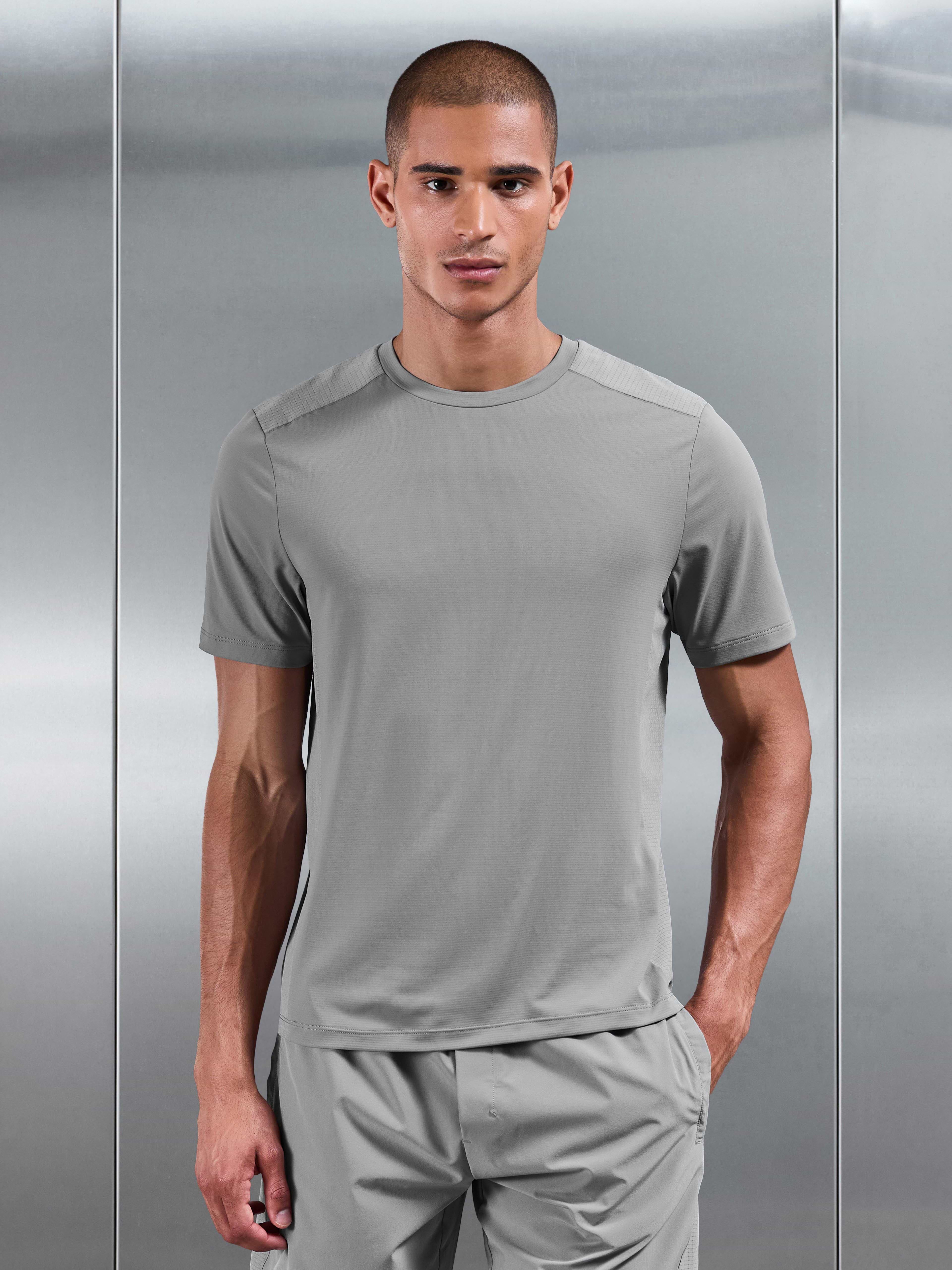 Hybrid Mesh T-Shirt in Mid Grey