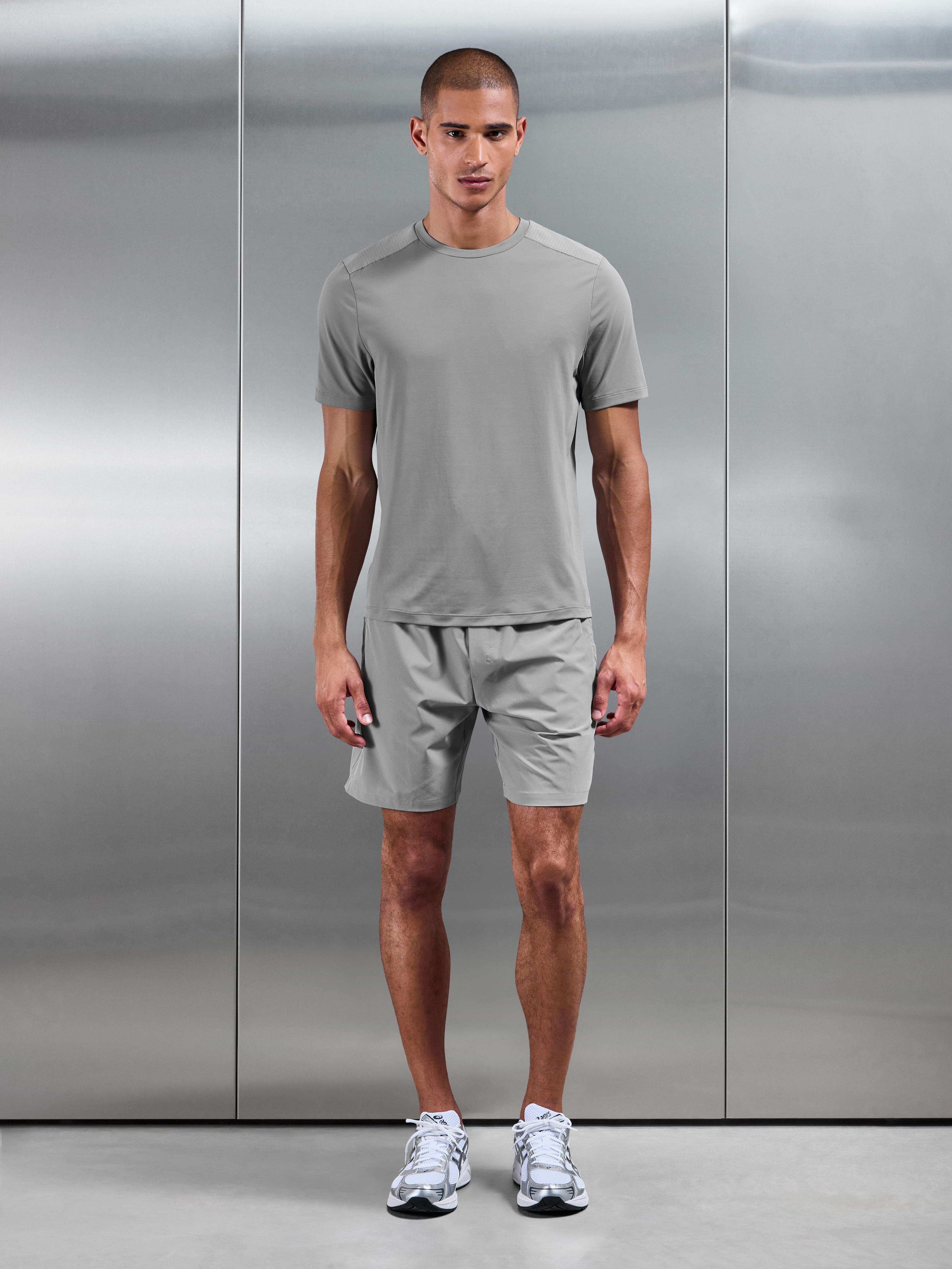 Mens Hybrid Mesh T-Shirt in Mid Grey