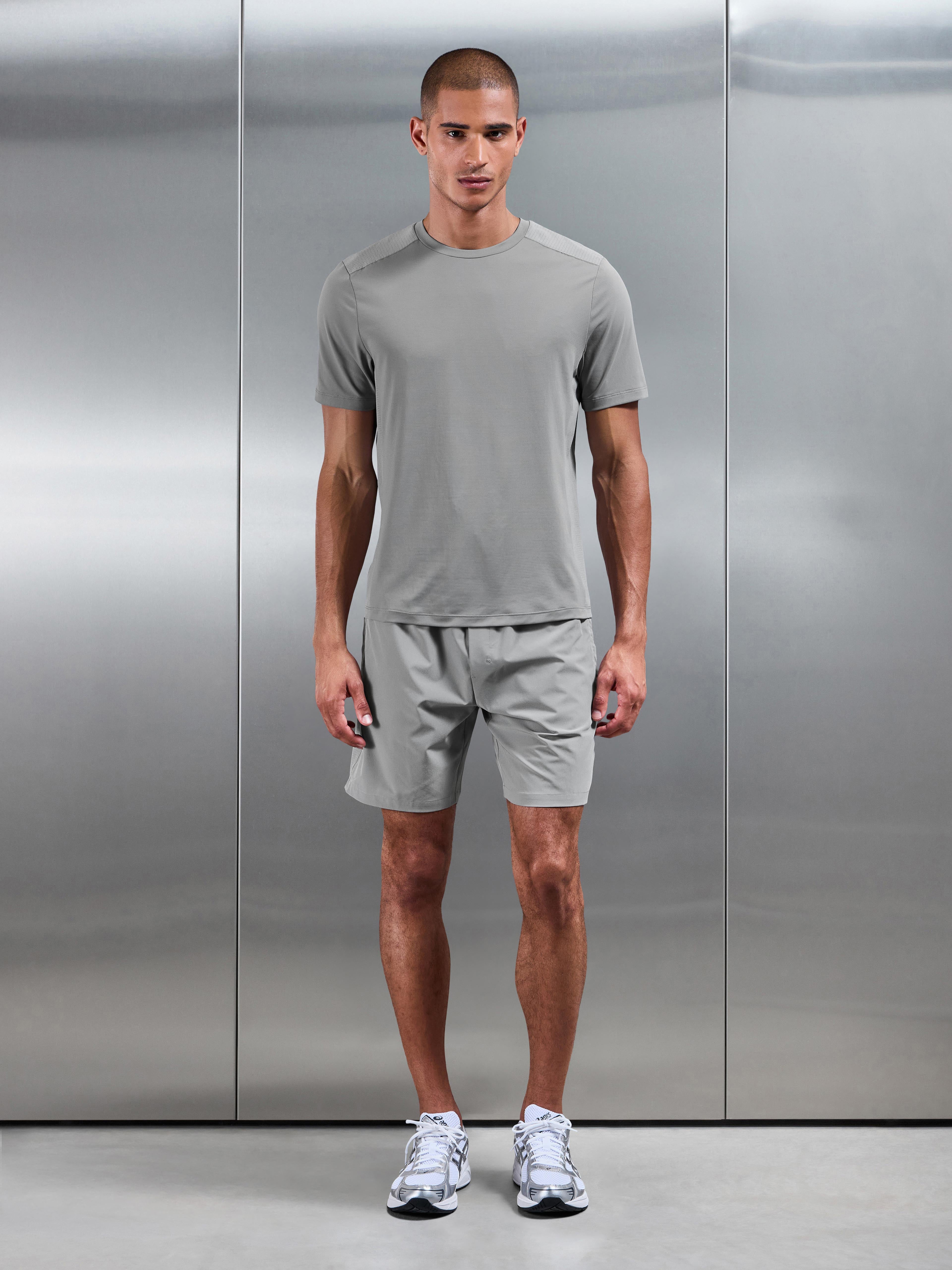 Mens Hybrid Mesh T-Shirt in Mid Grey