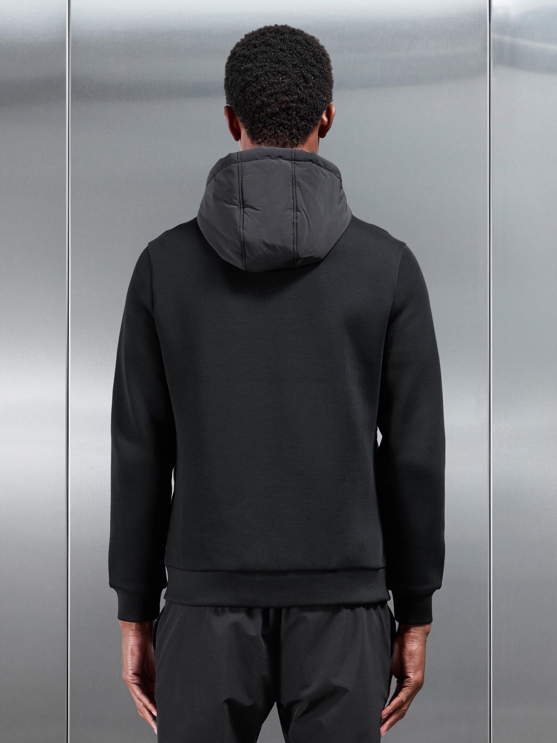 Mens Hybrid Panel Puffer Windbreaker in Black
