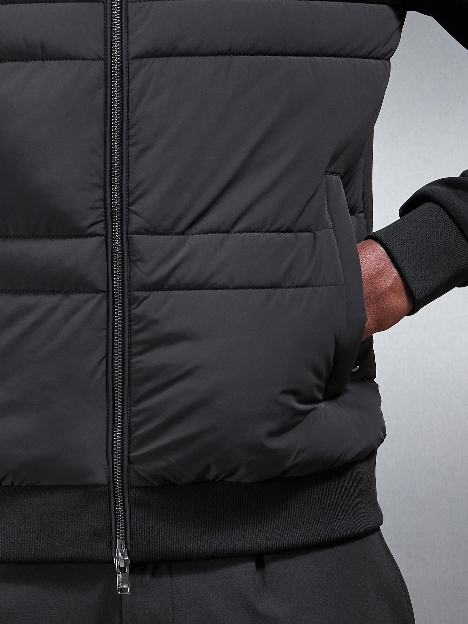 Mens Hybrid Panel Puffer Windbreaker in Black