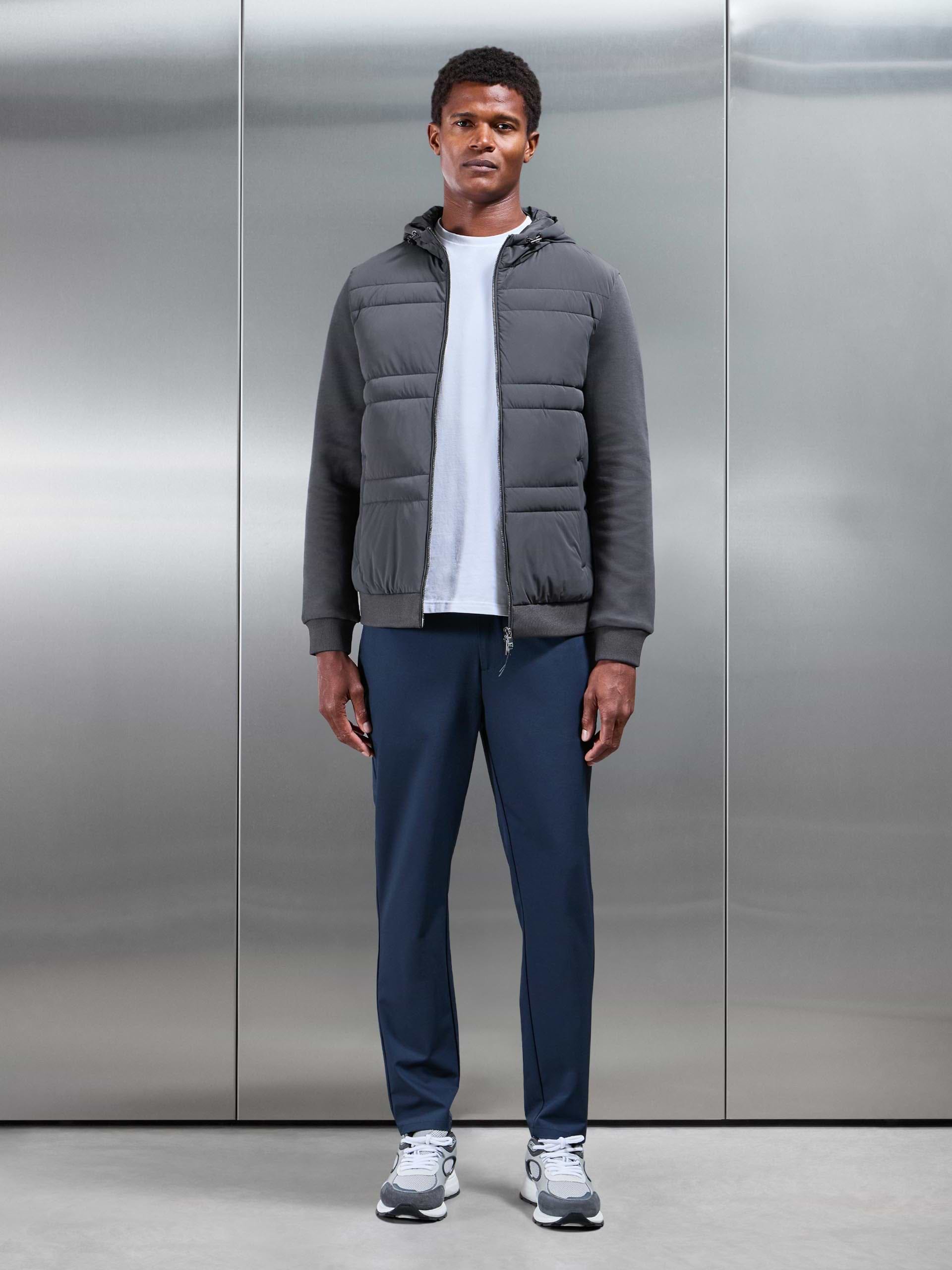 Hybrid Panel Puffer Windbreaker in Grey