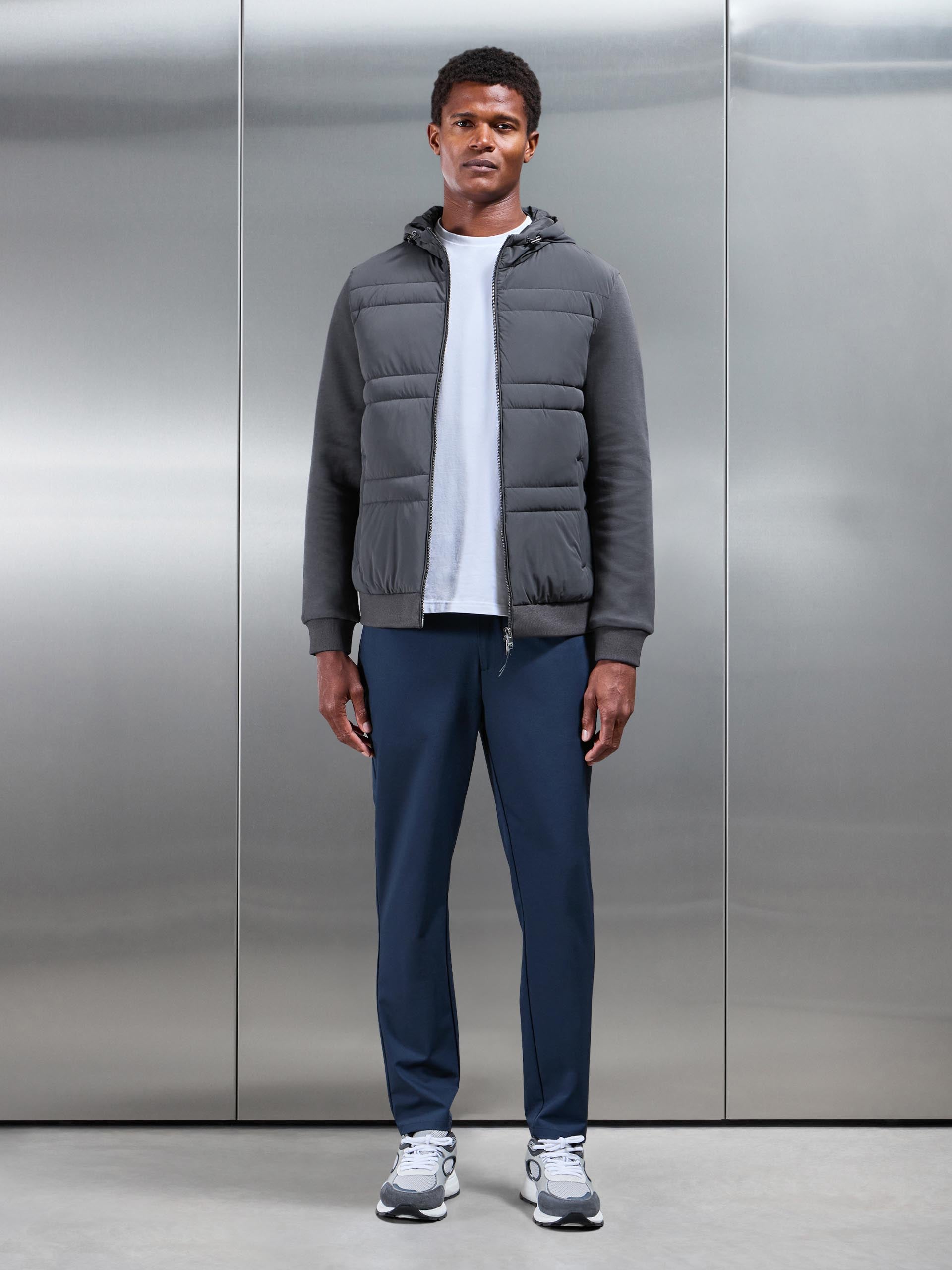 Mens Hybrid Panel Puffer Windbreaker in Grey