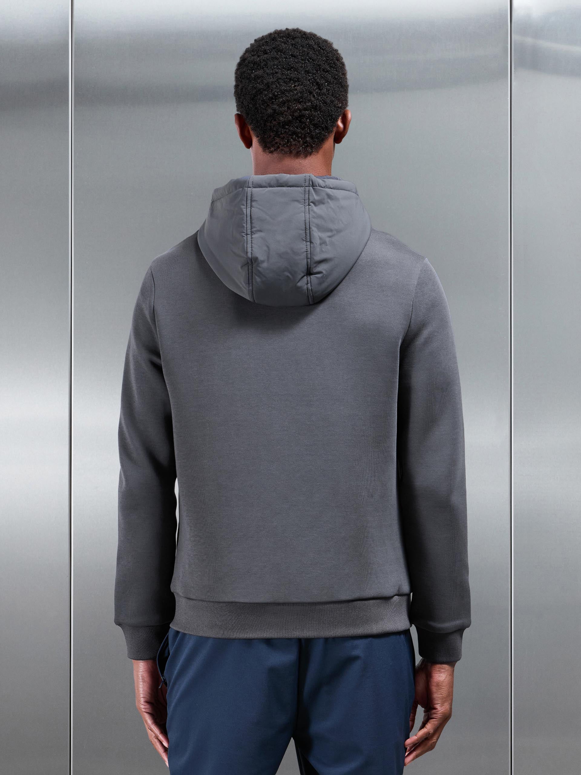 Mens Hybrid Panel Puffer Windbreaker in Grey