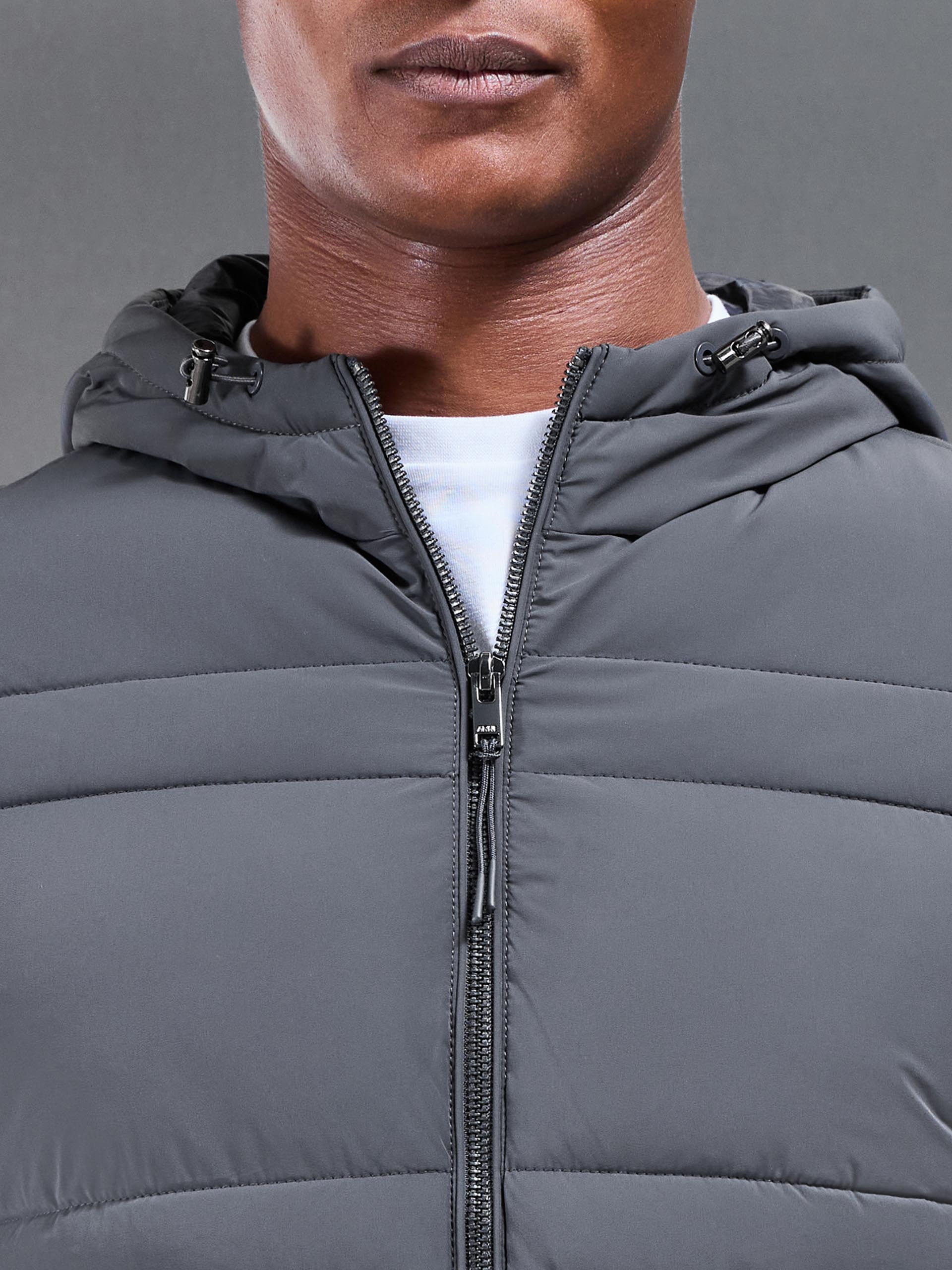 Mens Hybrid Panel Puffer Windbreaker in Grey