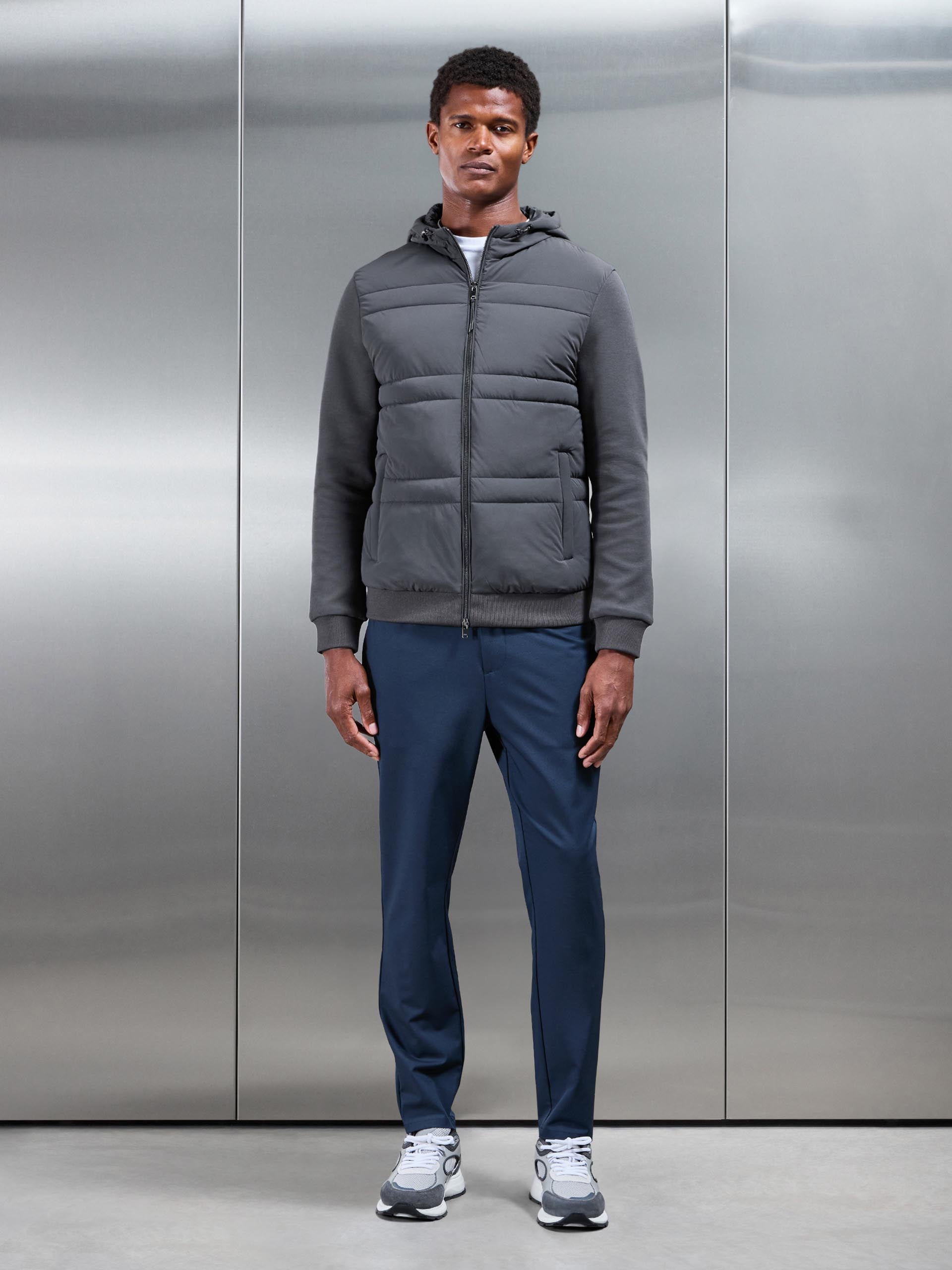 Mens Hybrid Panel Puffer Windbreaker in Grey