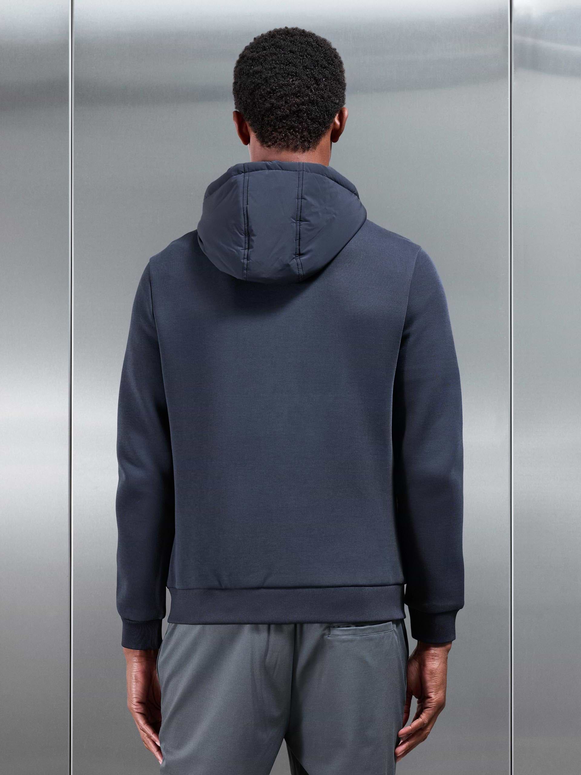 Hybrid Panel Puffer Windbreaker in Navy