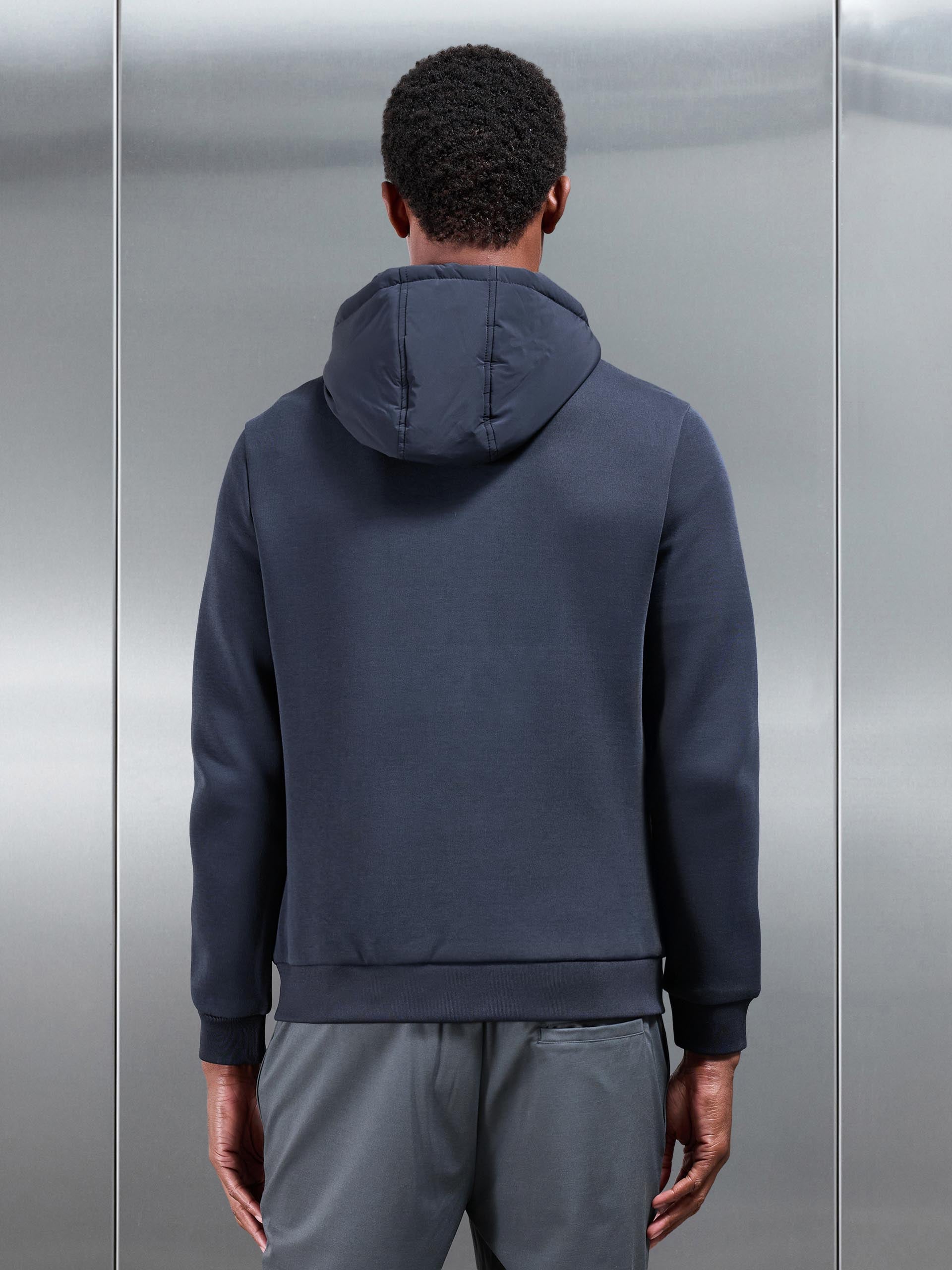 Mens Hybrid Panel Puffer Windbreaker in Navy