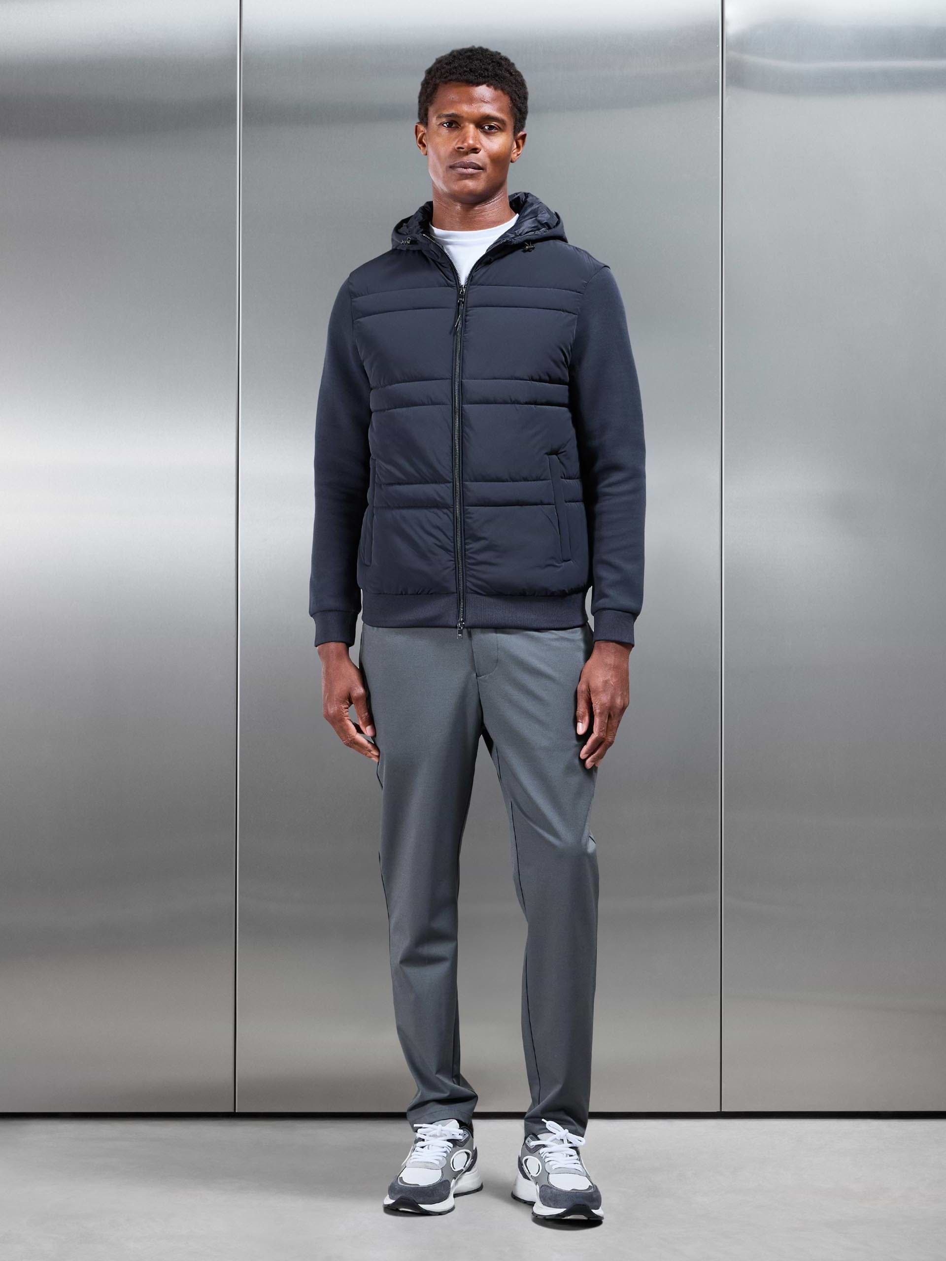 Hybrid Panel Puffer Windbreaker in Navy