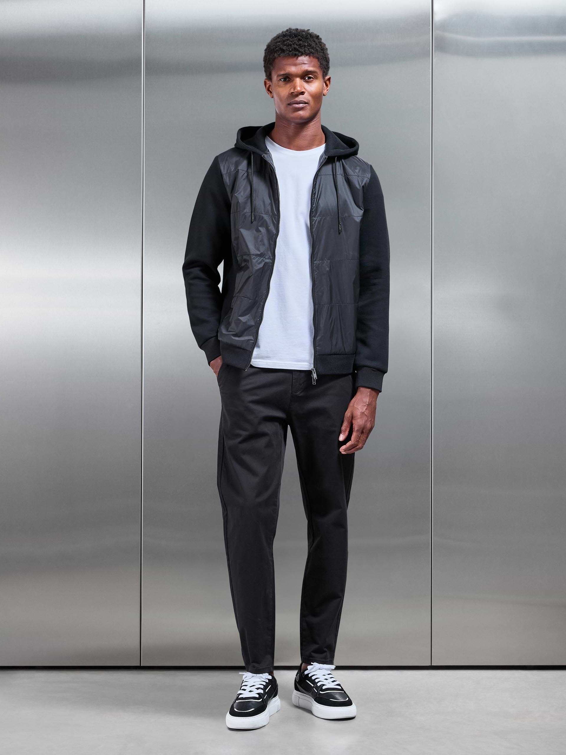 Mens Hybrid Panel Windbreaker in Black