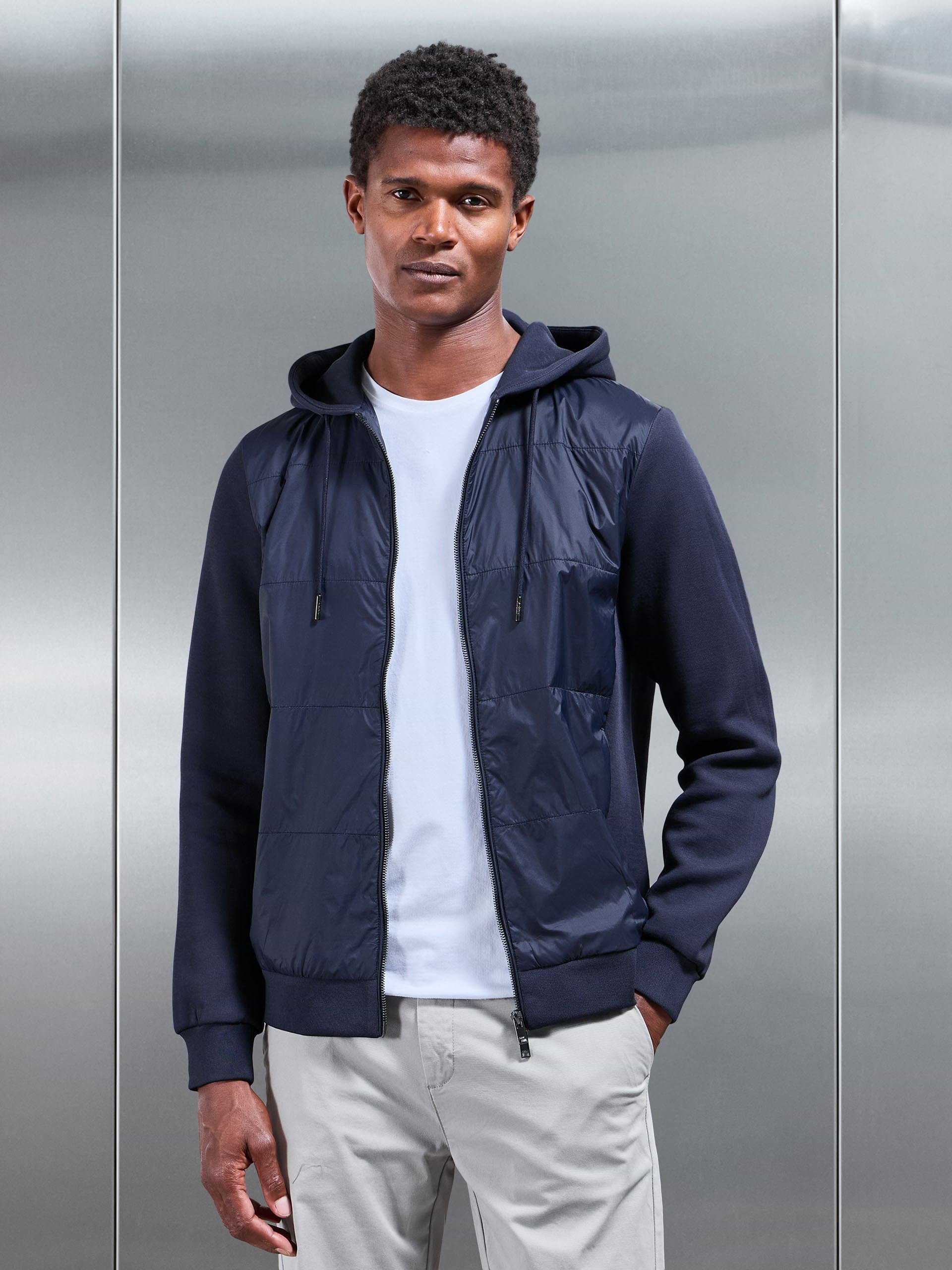 Hybrid Panel Windbreaker in Navy