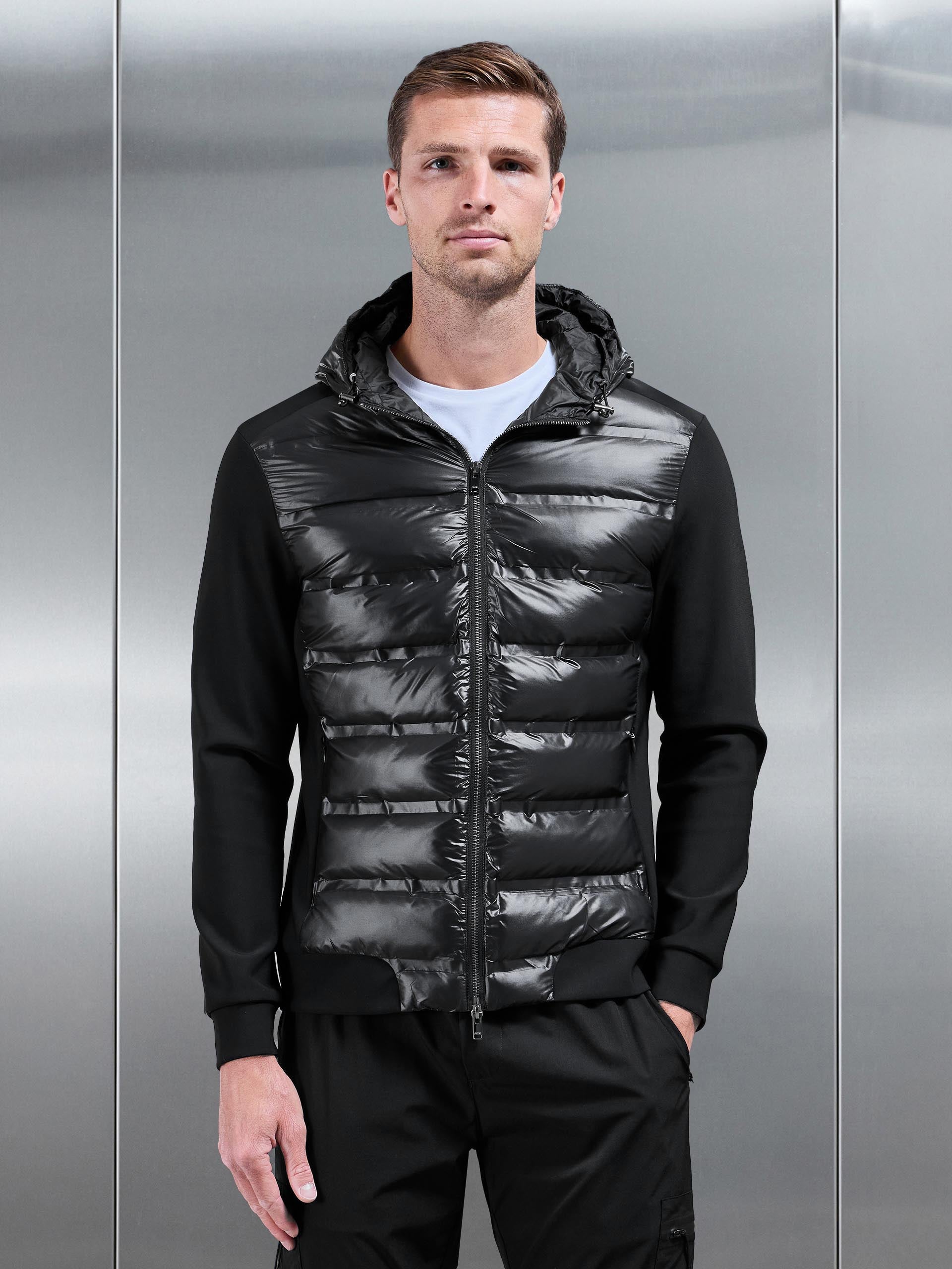 Mens Hybrid Puffer Jacket in Black
