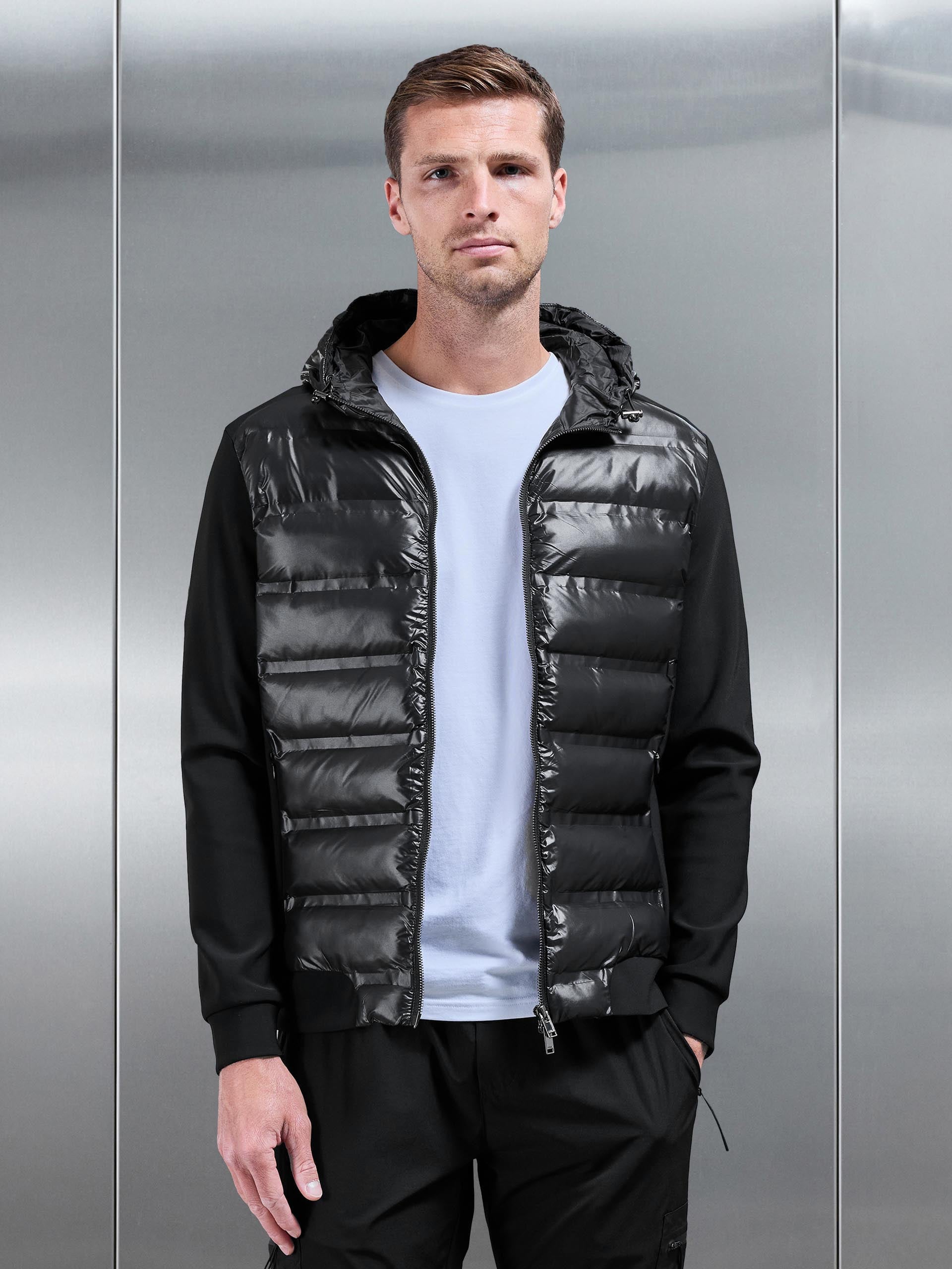 Mens Hybrid Puffer Jacket in Black