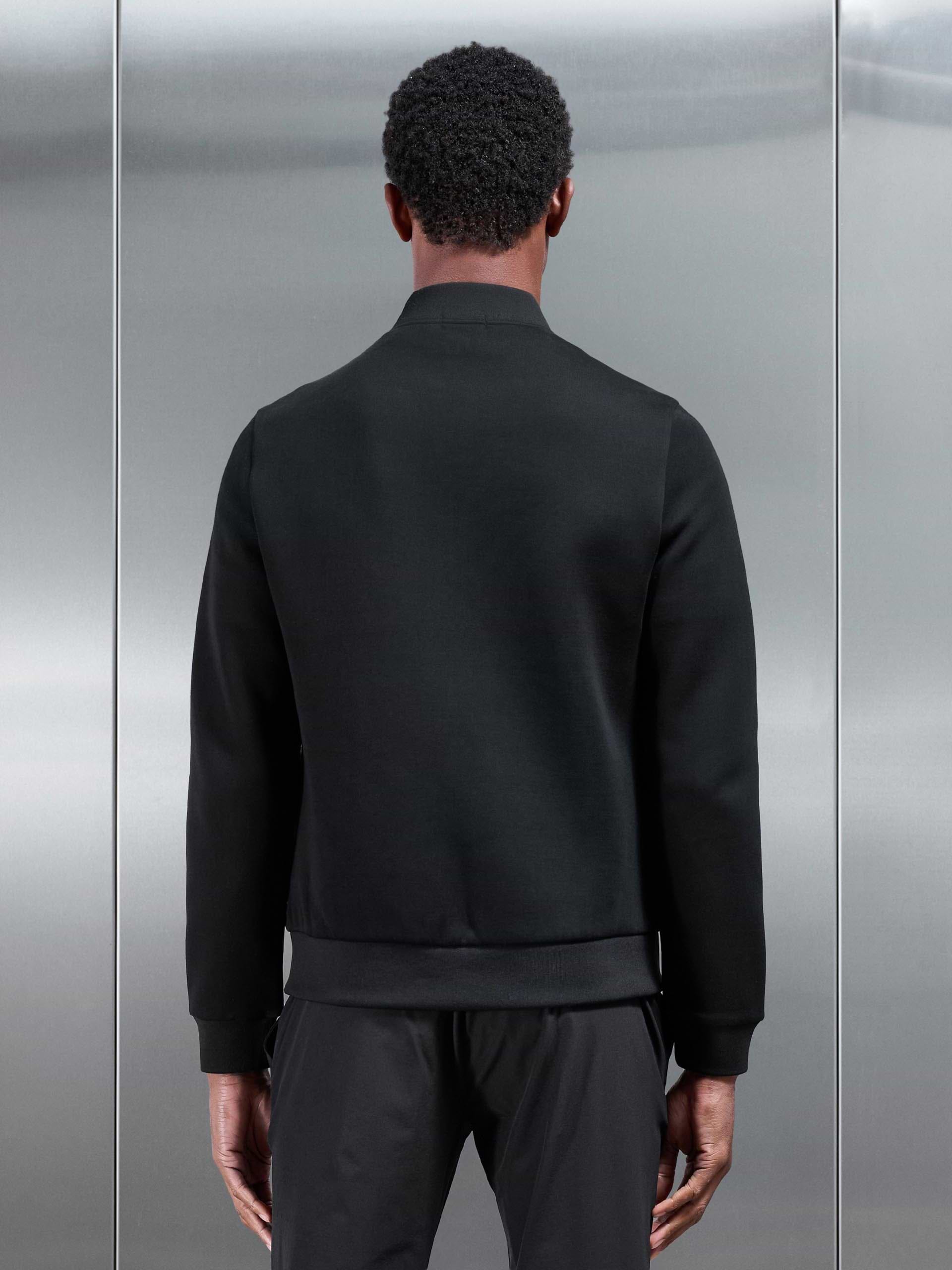 Hybrid Quilted Bomber Jacket in Black