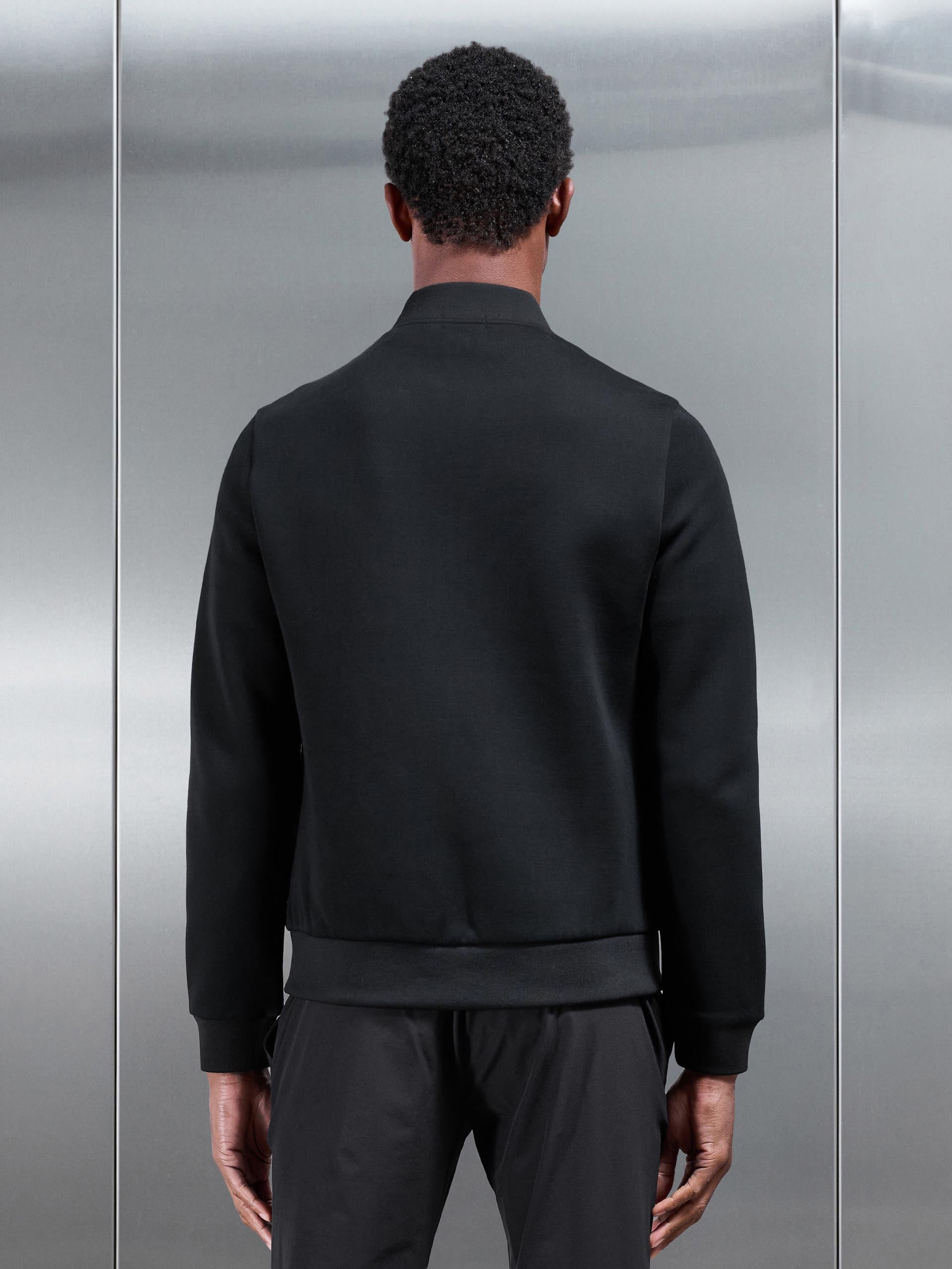 Mens Hybrid Quilted Bomber Jacket in Black