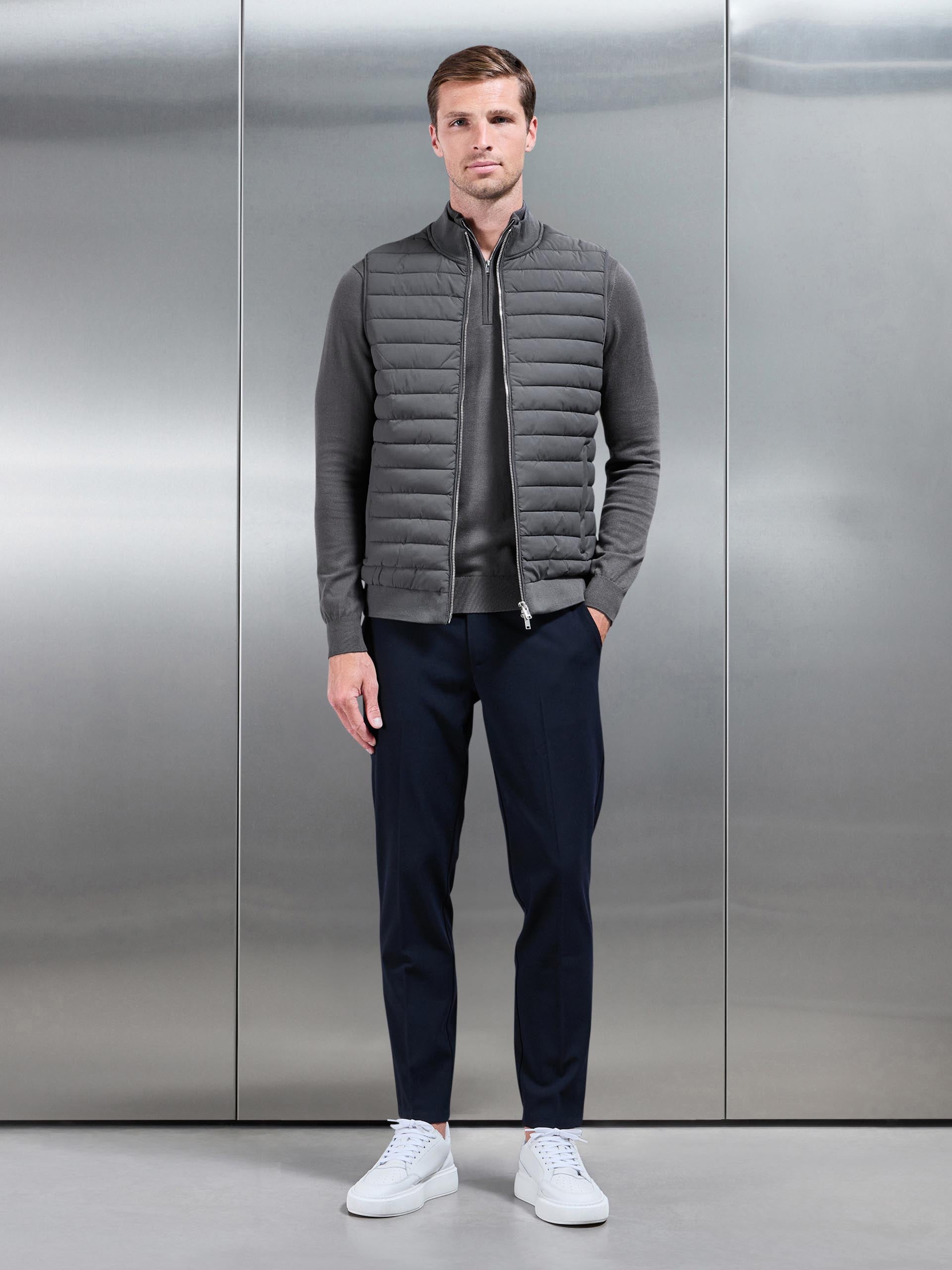Mens Hybrid Quilted Gilet in Grey