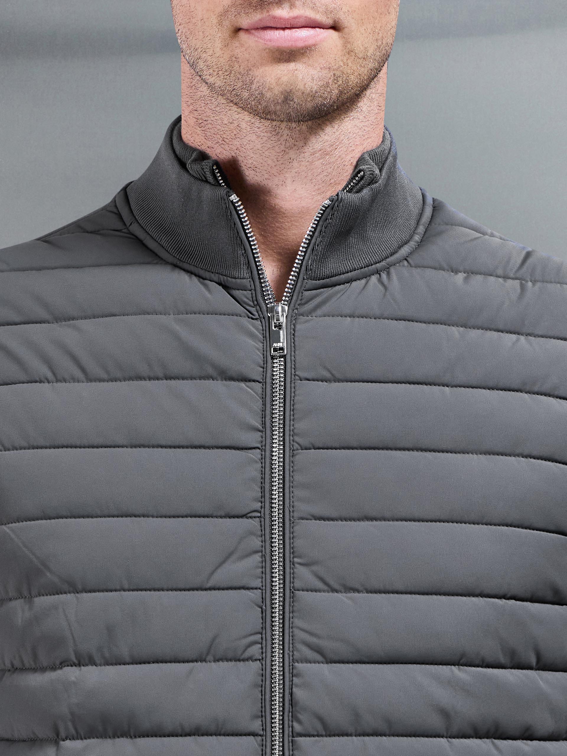 Mens Hybrid Quilted Gilet in Grey