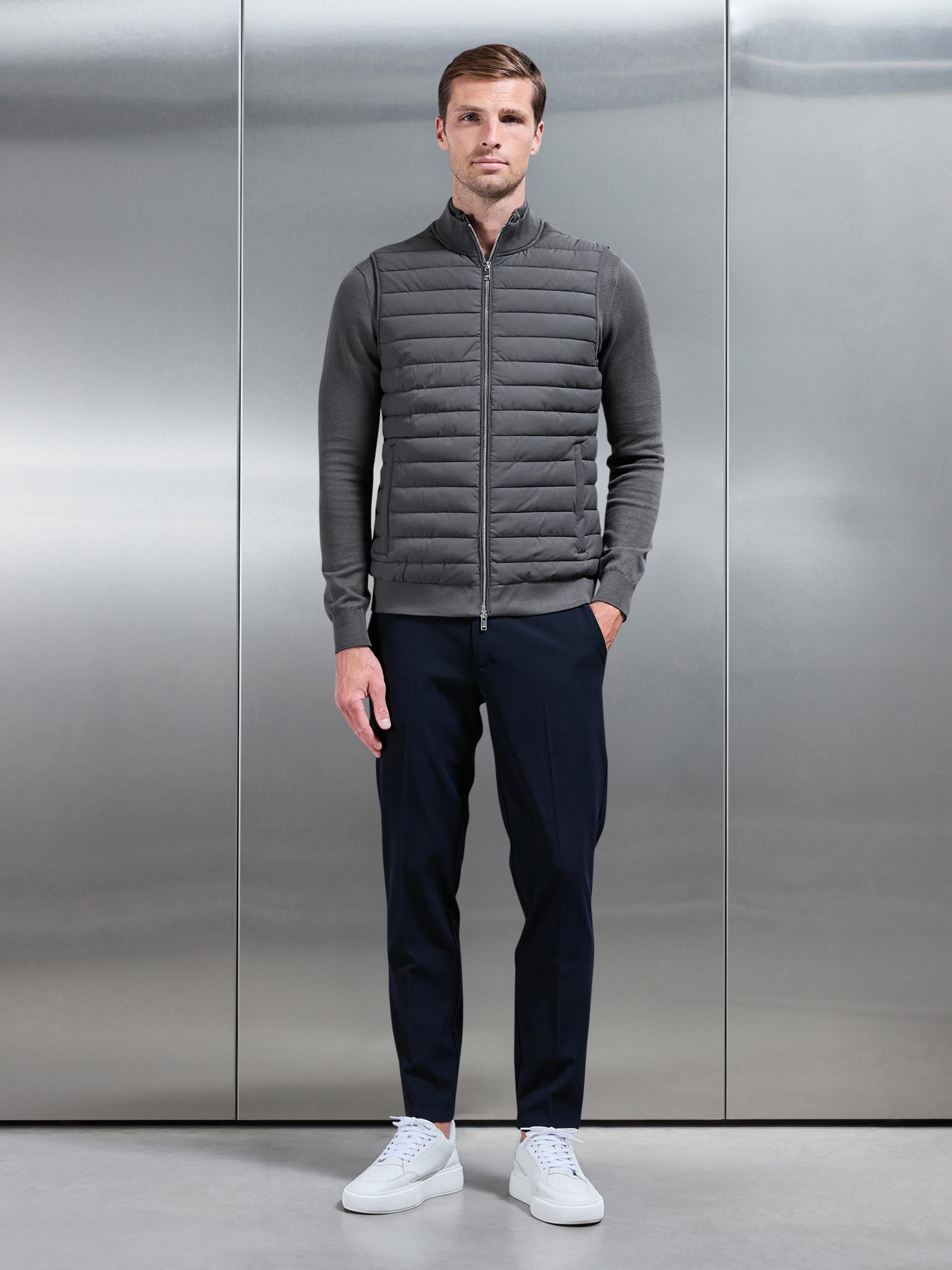 Mens Hybrid Quilted Gilet in Grey