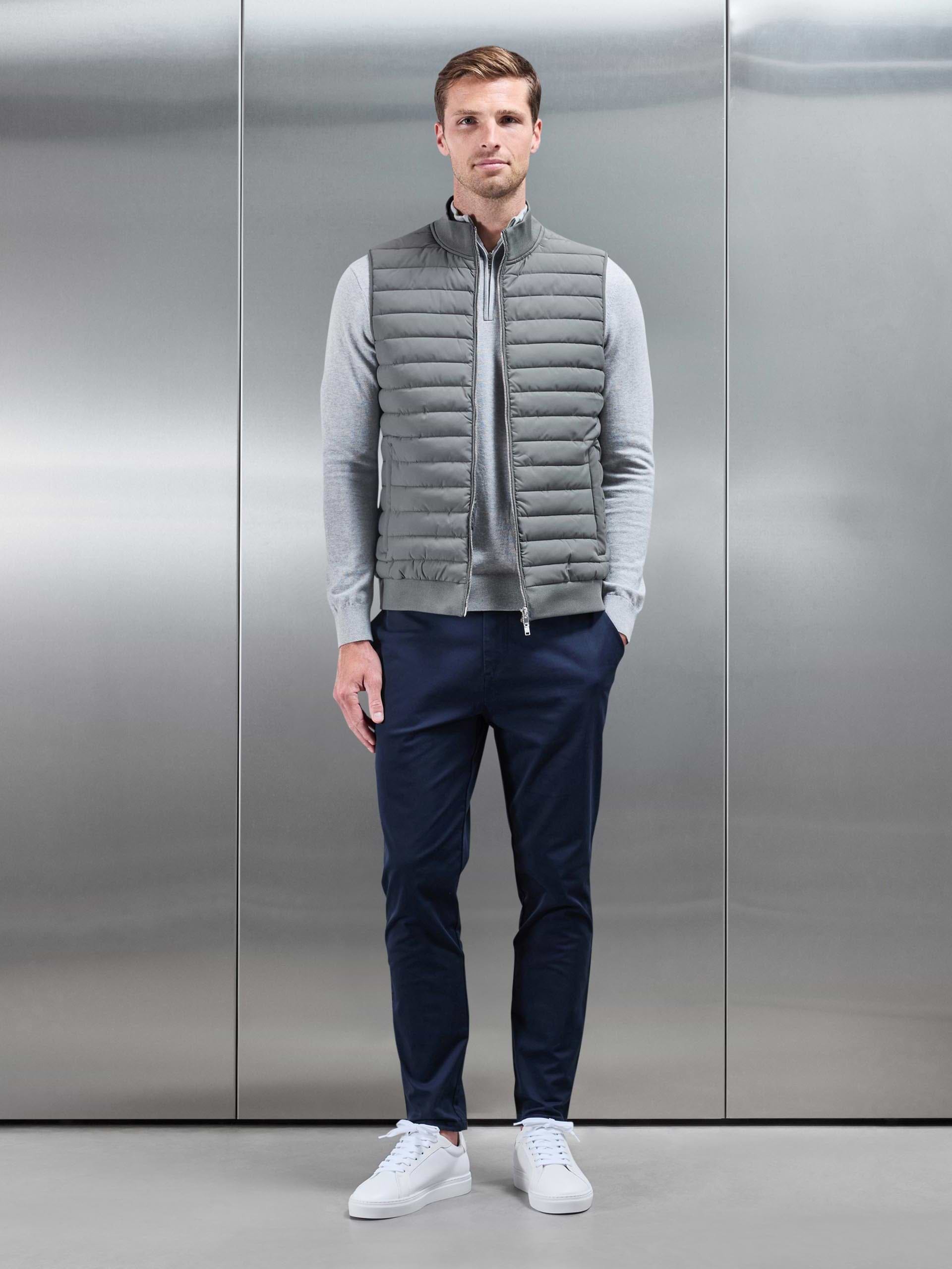 Mens Hybrid Quilted Gilet in Sage