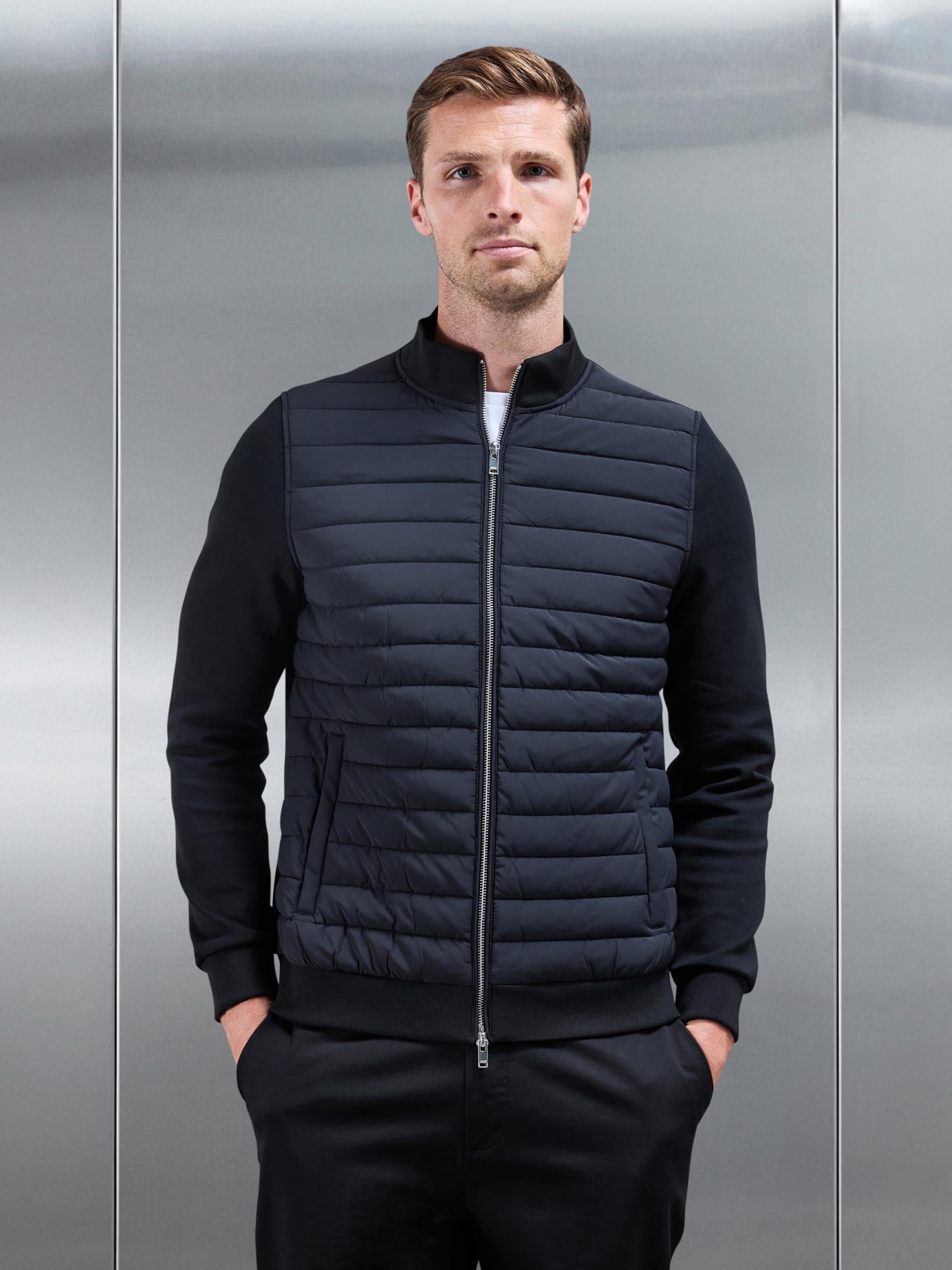 Mens Hybrid Quilted Jacket in Black