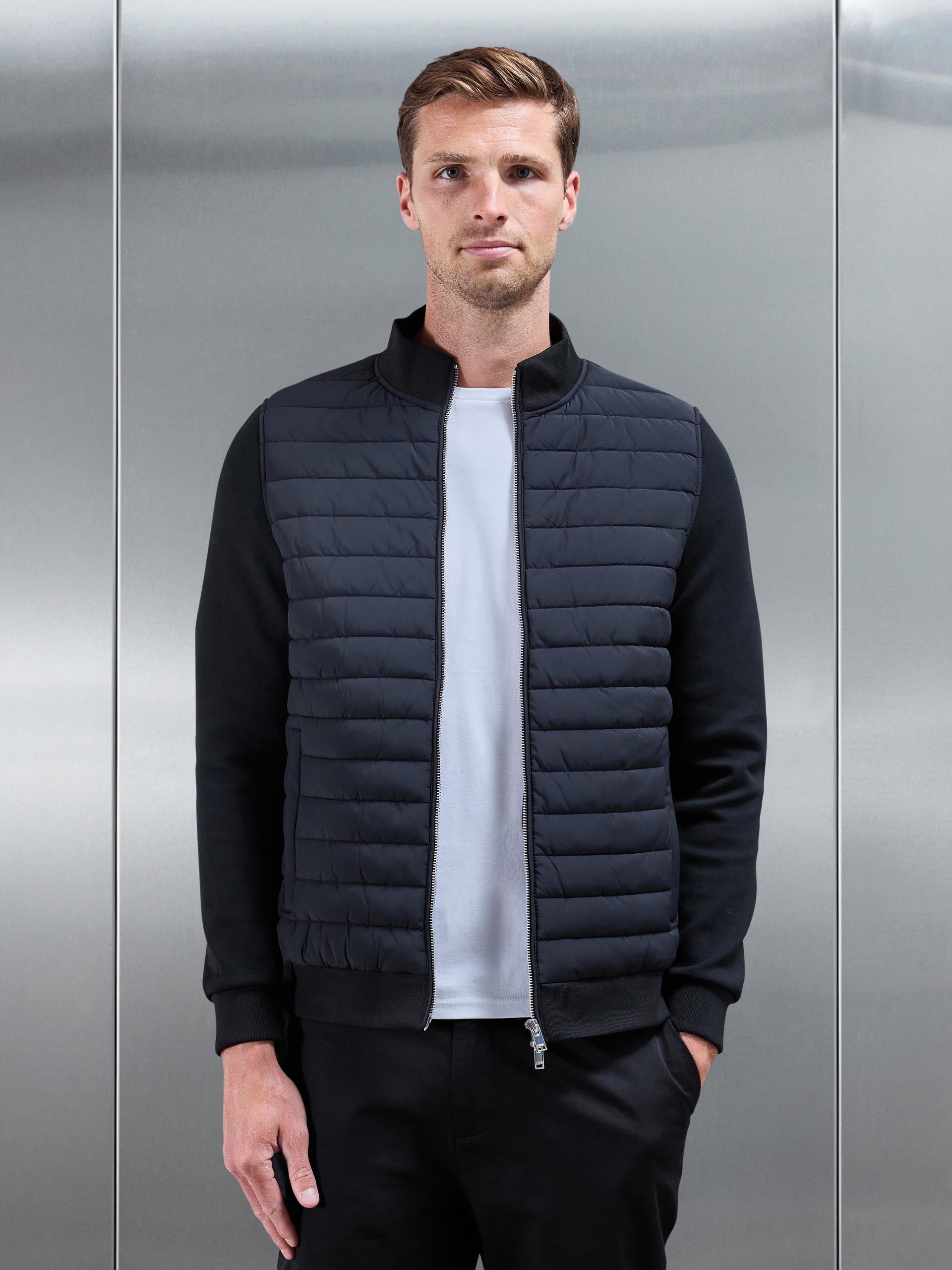 Mens Hybrid Quilted Jacket in Black