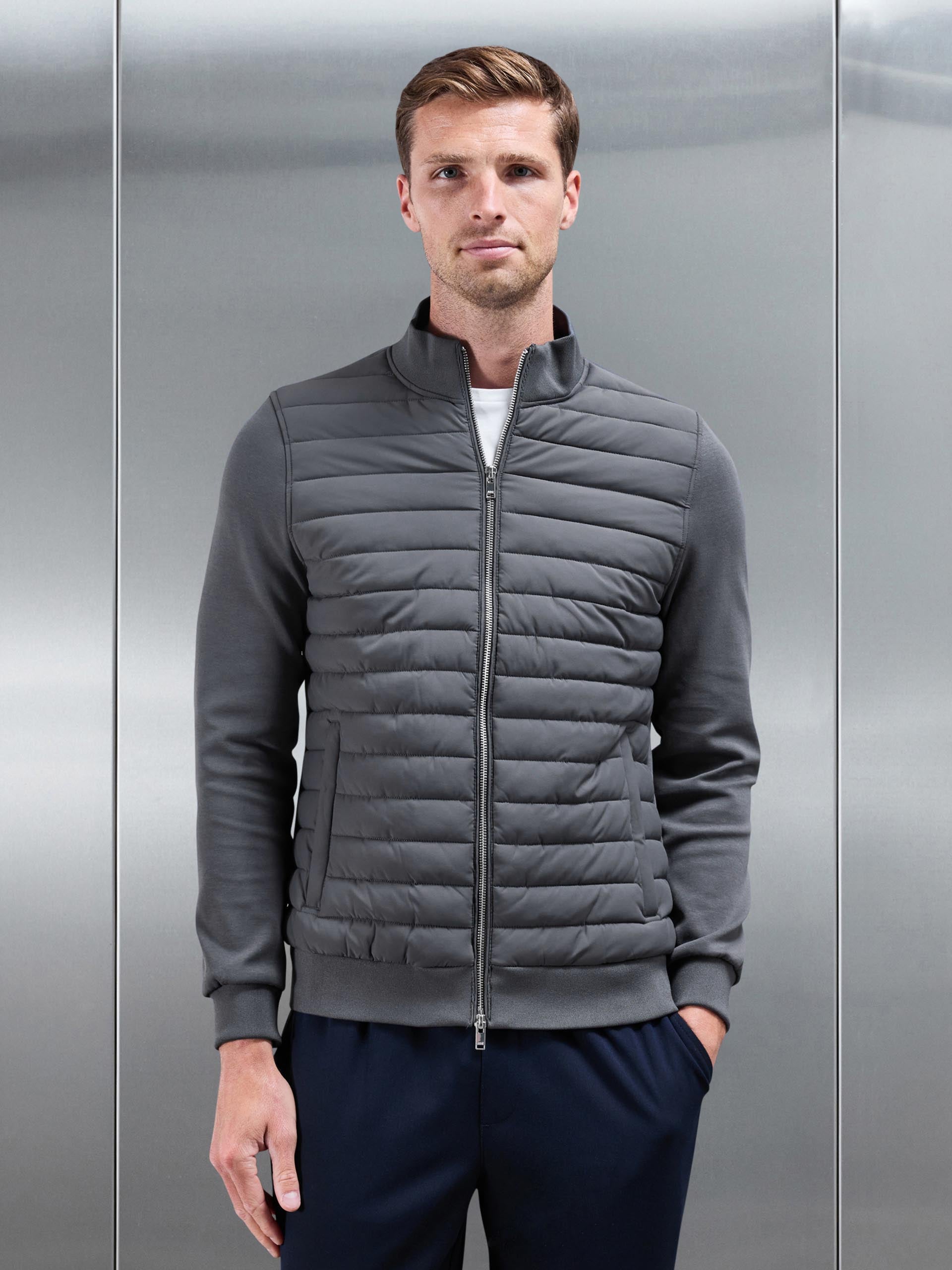 Mens Hybrid Quilted Jacket in Grey