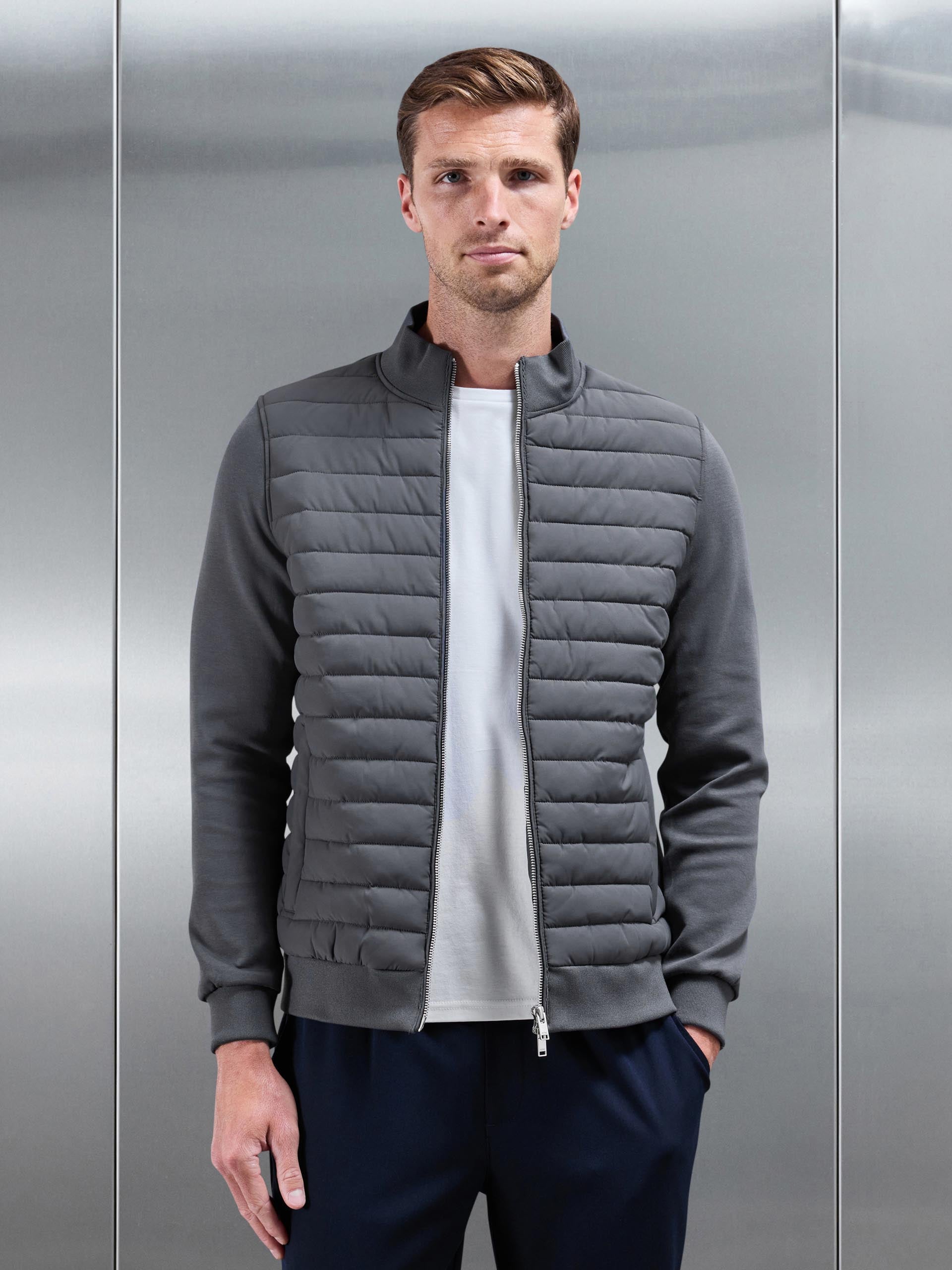 Mens Hybrid Quilted Jacket in Grey
