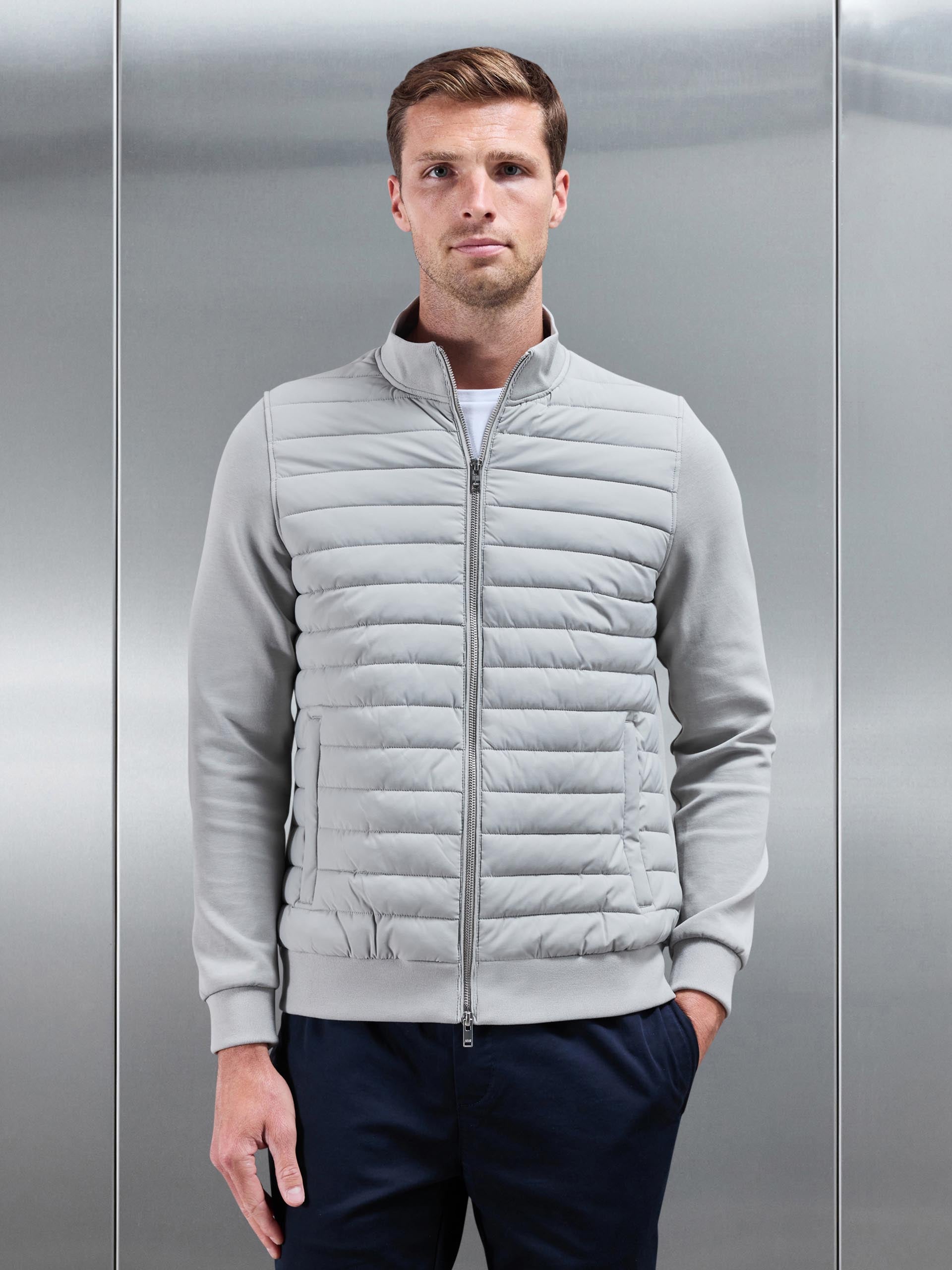 Mens Hybrid Quilted Jacket in Stone