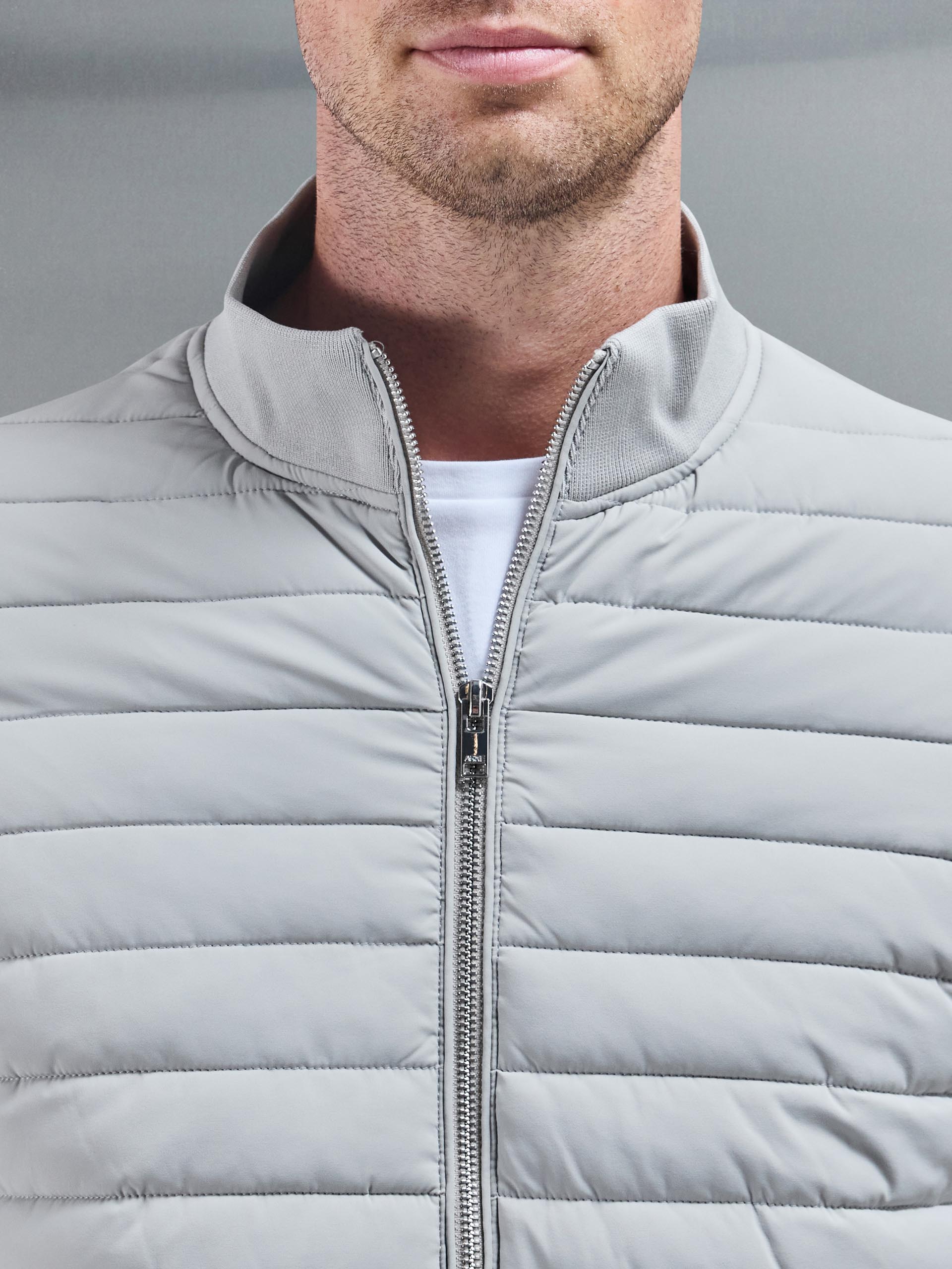Mens Hybrid Quilted Jacket in Stone
