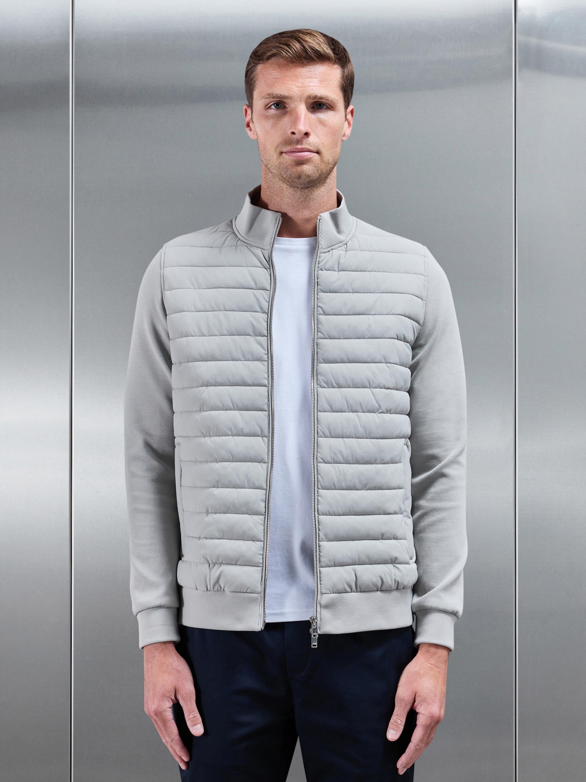 Mens Hybrid Quilted Jacket in Stone