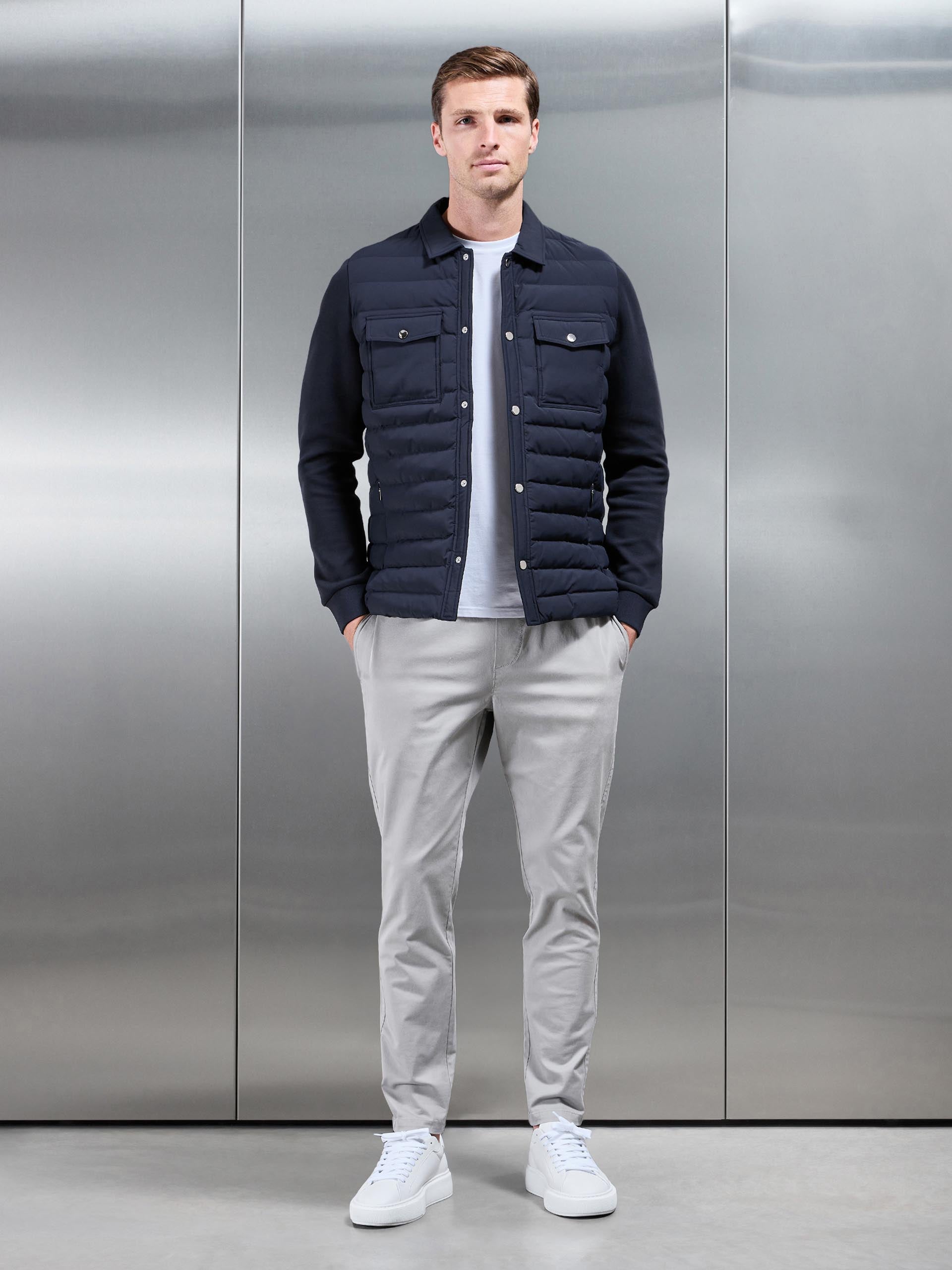 Mens Hybrid Quilted Overshirt in Navy