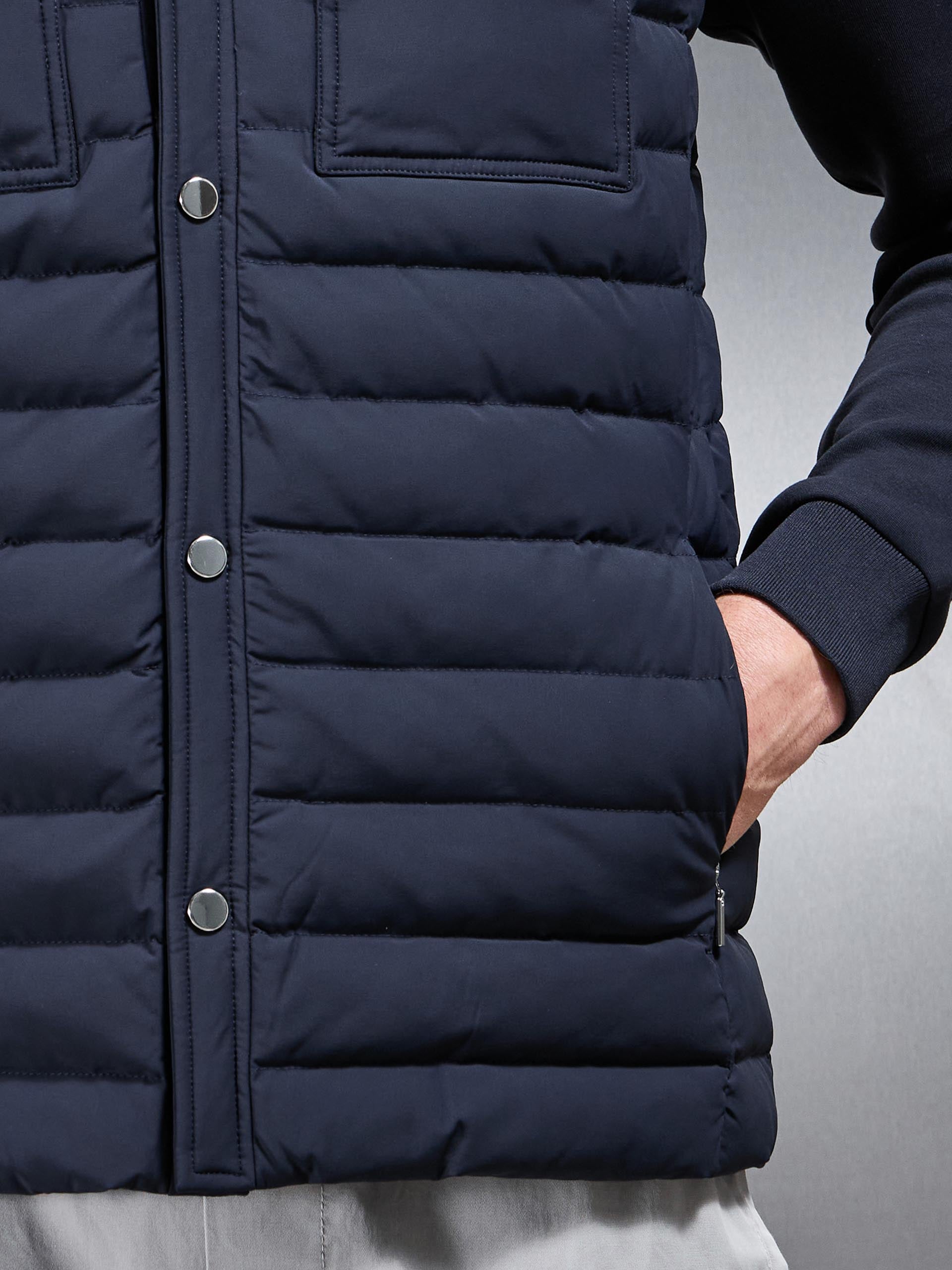 Mens Hybrid Quilted Overshirt in Navy