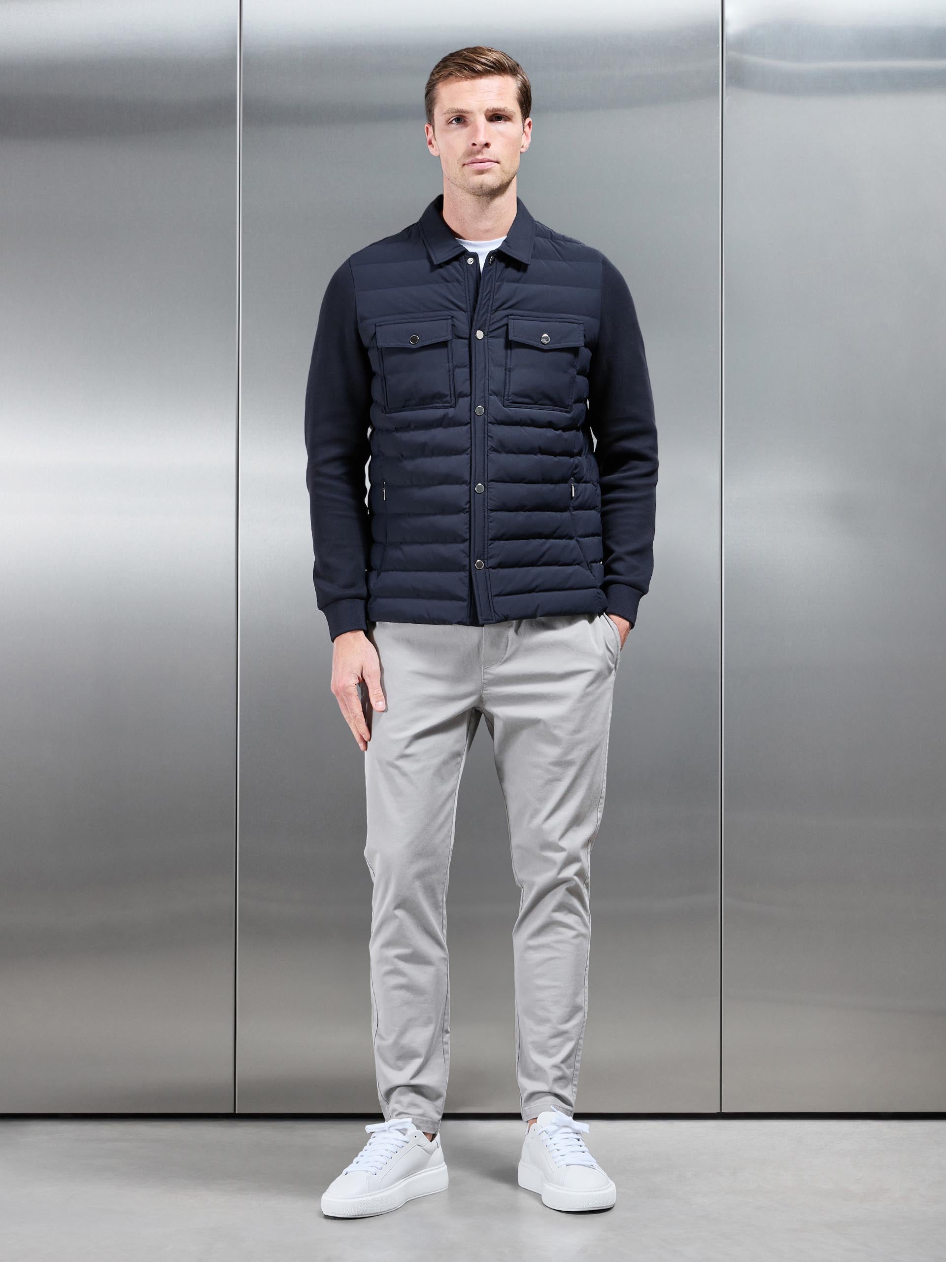 Mens Hybrid Quilted Overshirt in Navy