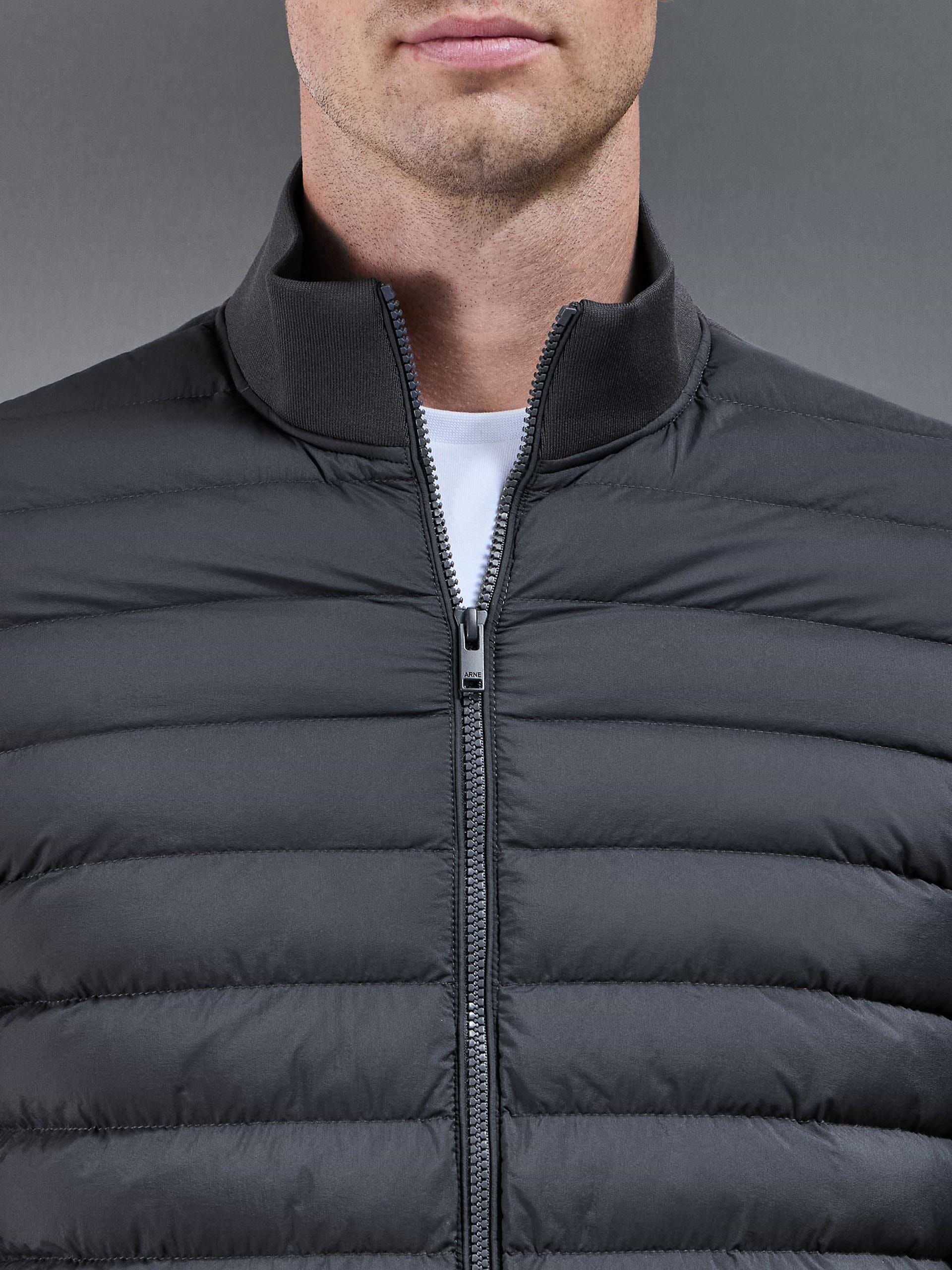 Hybrid Quilted Technical Funnel Neck Jacket in Grey