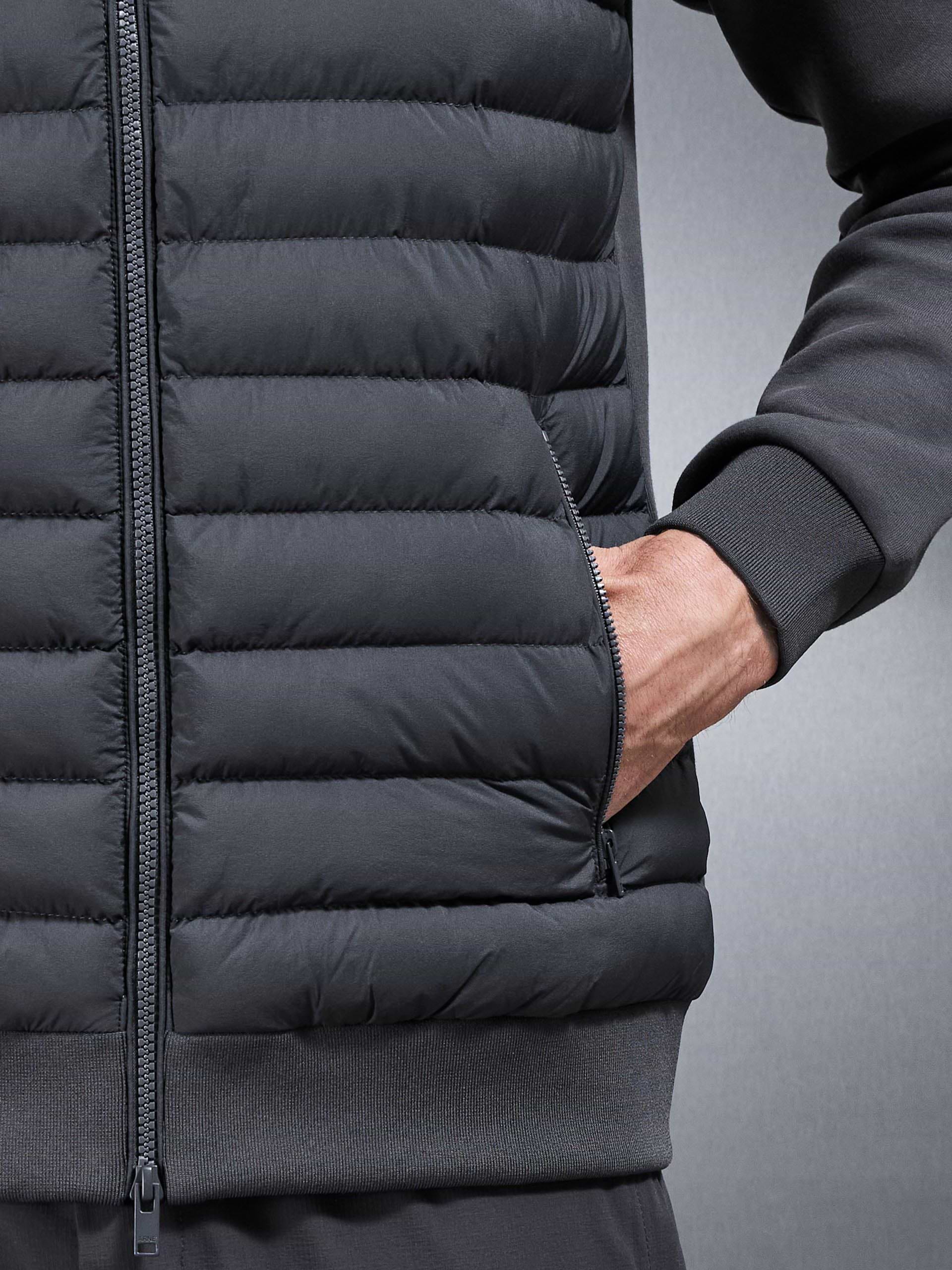 Hybrid Quilted Technical Funnel Neck Jacket in Grey