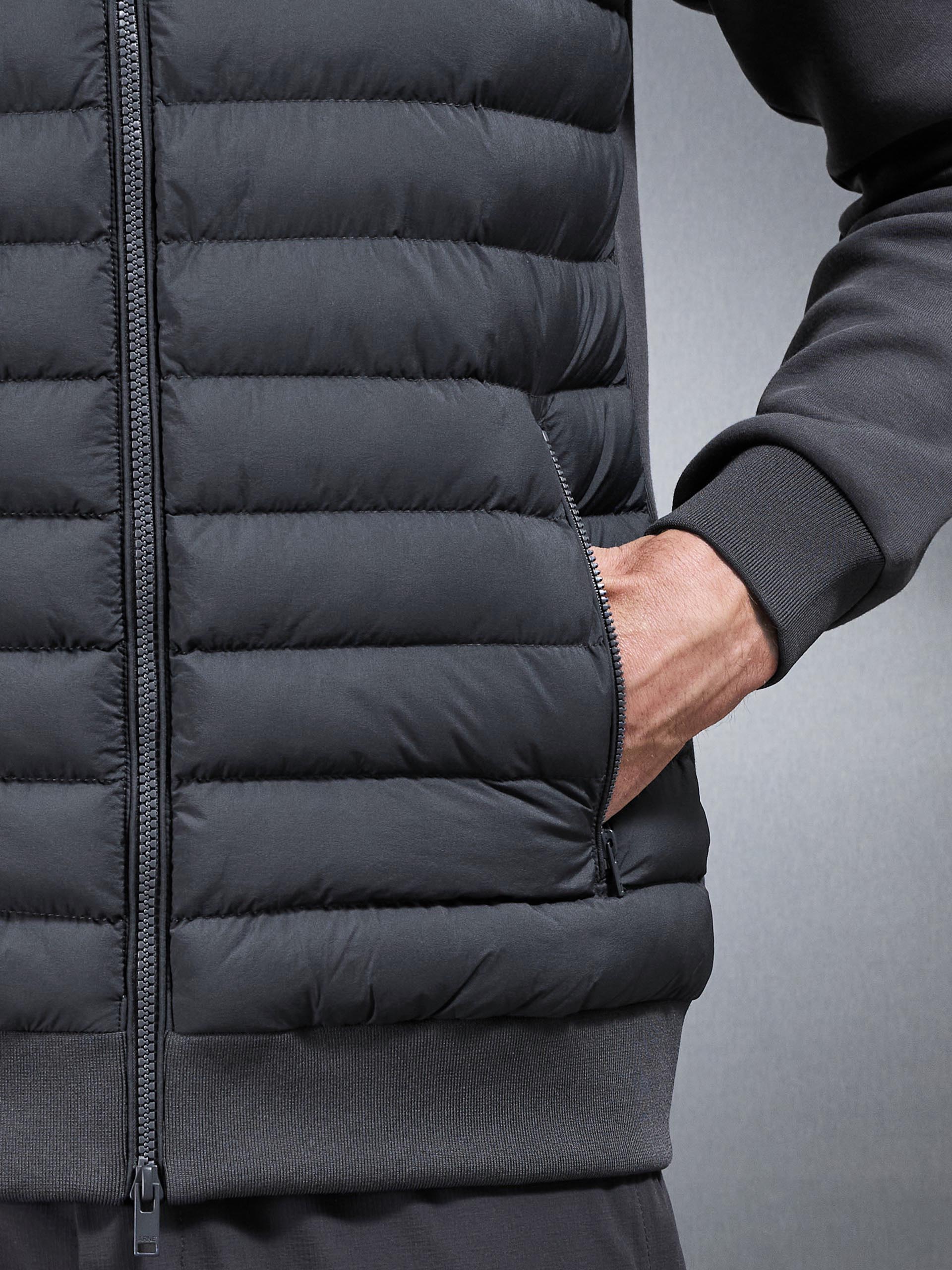 Mens Hybrid Quilted Technical Funnel Neck Jacket in Grey