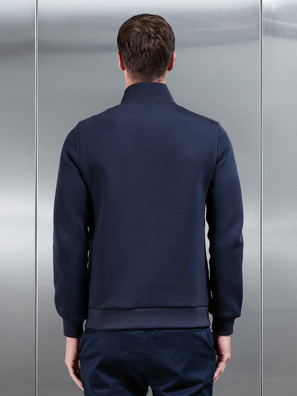 Mens Hybrid Quilted Technical Funnel Neck Jacket in Navy