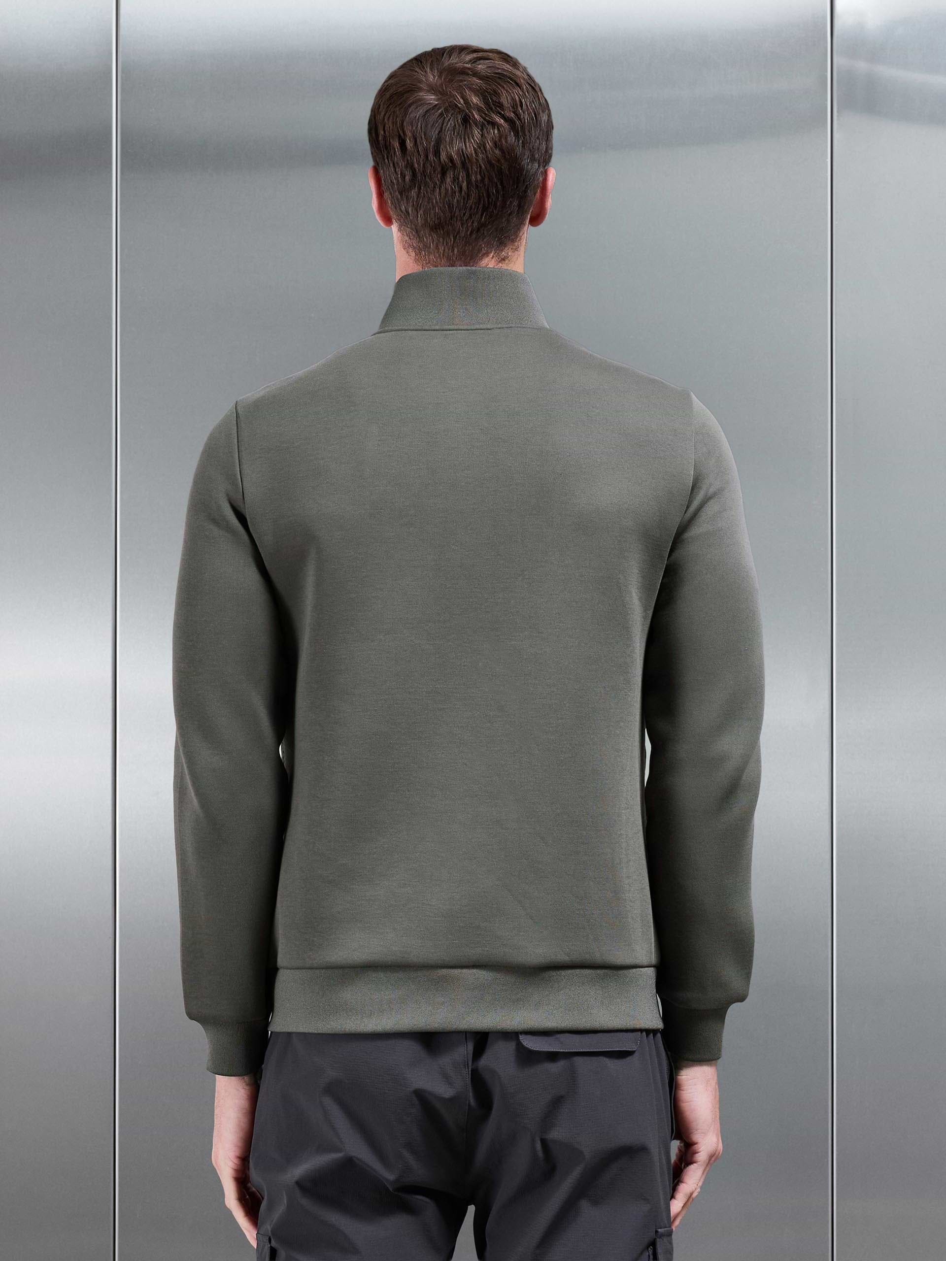 Hybrid Quilted Technical Funnel Neck Jacket in Olive