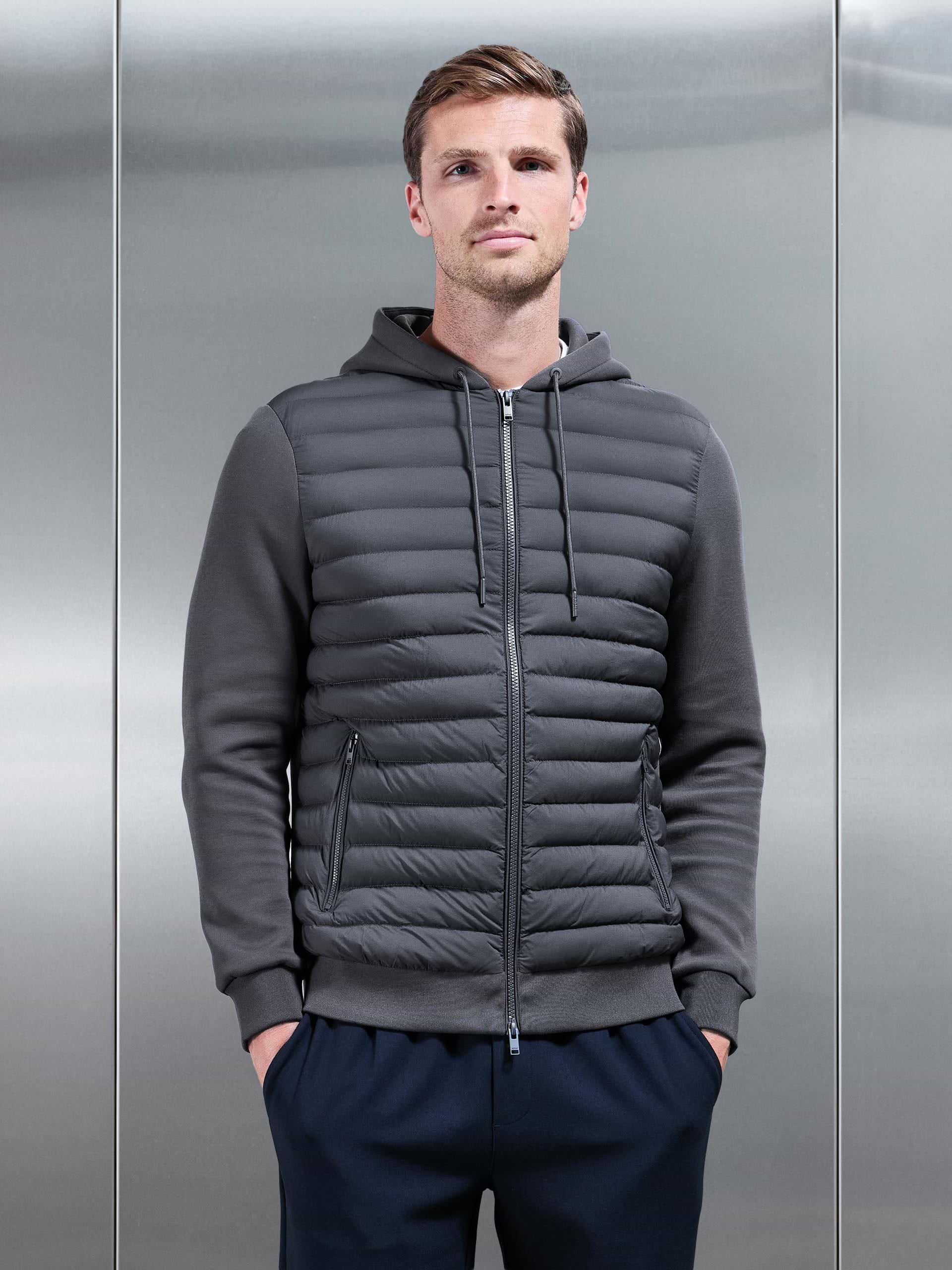 Hybrid Quilted Technical Windbreaker in Grey