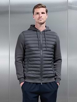 Mens Hybrid Quilted Technical Windbreaker in Grey