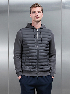 Mens Hybrid Quilted Technical Windbreaker in Grey