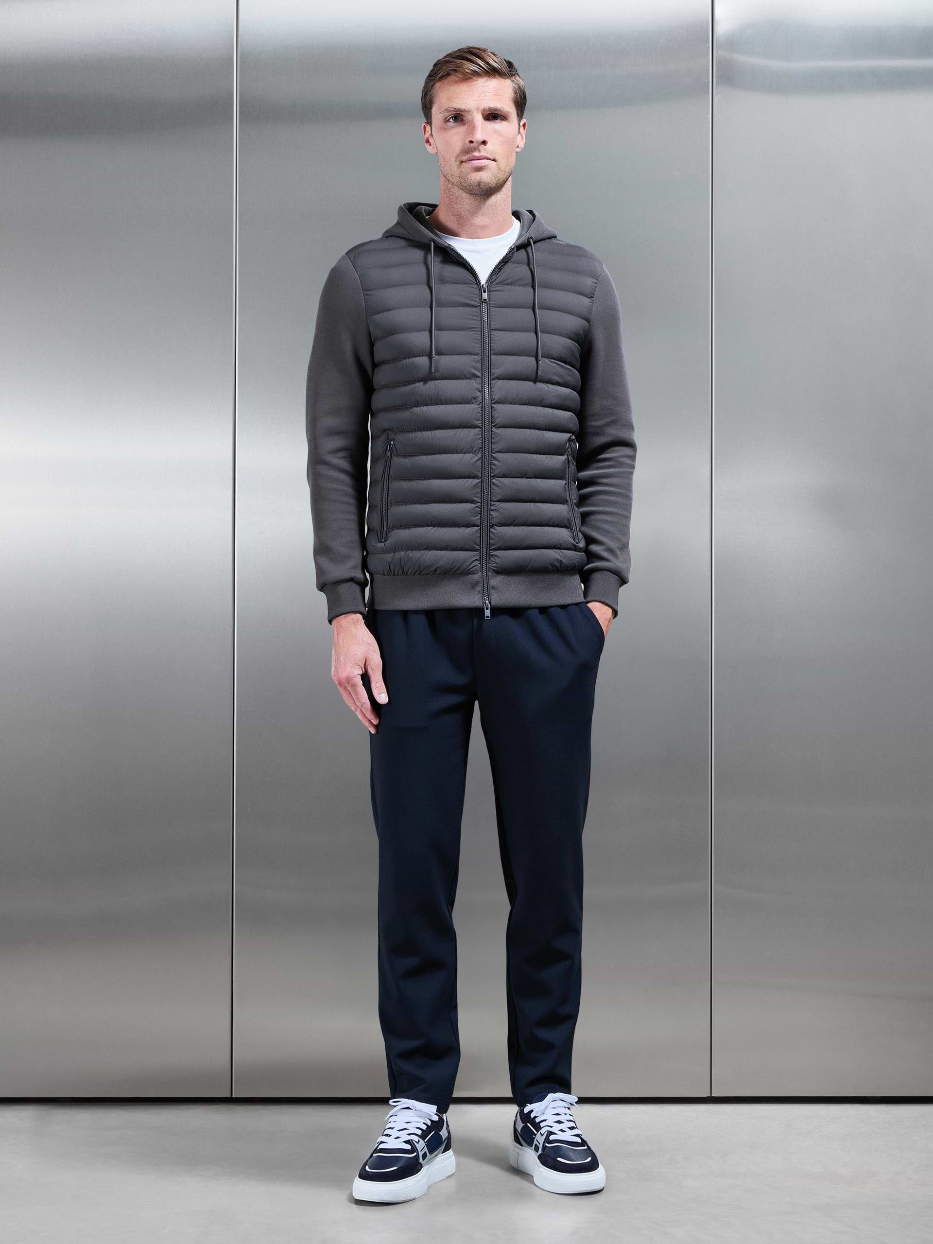 Mens Hybrid Quilted Technical Windbreaker in Grey
