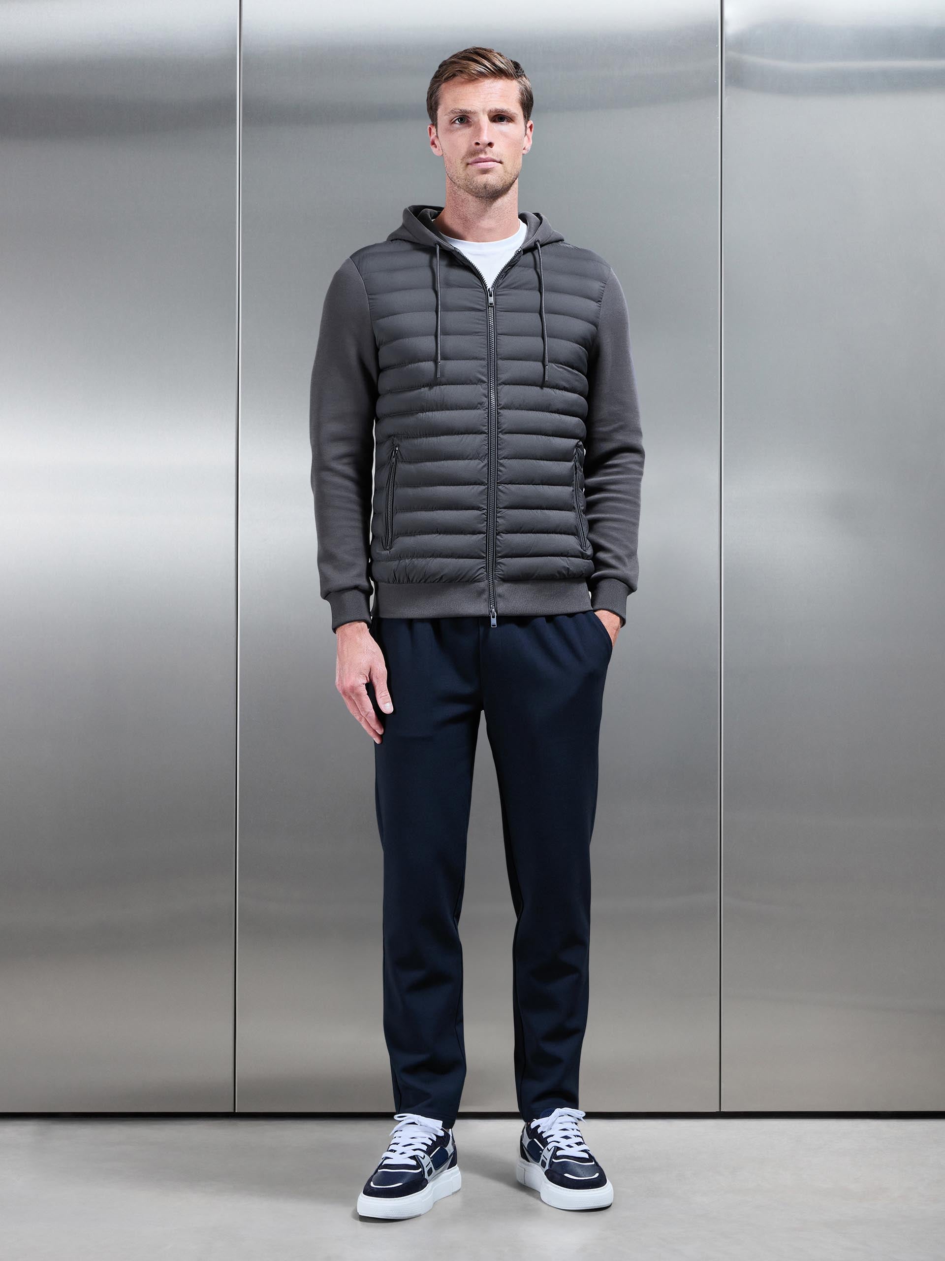 Mens Hybrid Quilted Technical Windbreaker in Grey