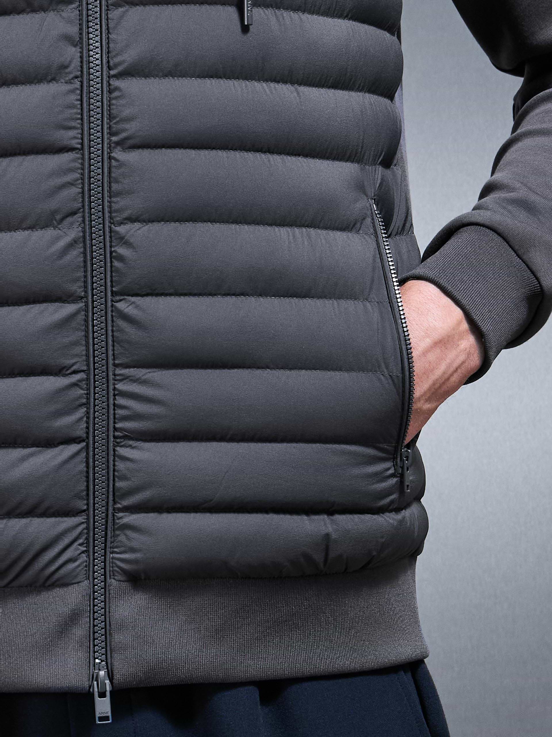 Hybrid Quilted Technical Windbreaker in Grey