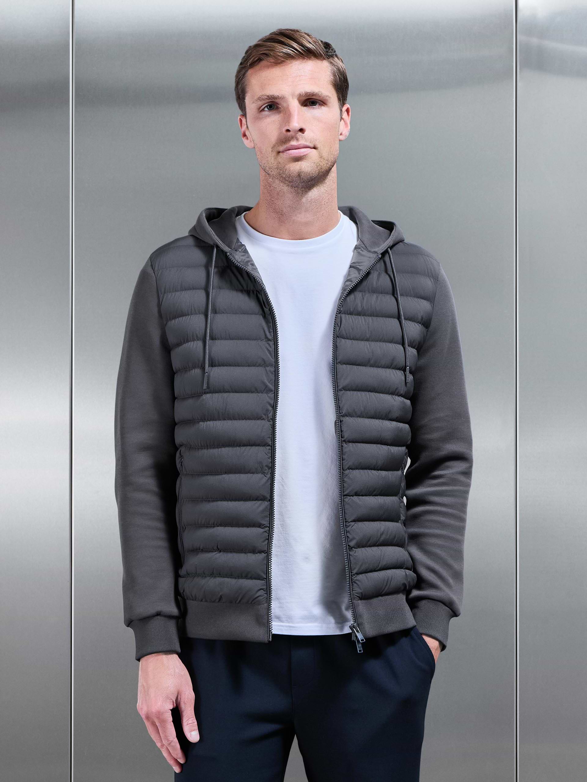 Hybrid Quilted Technical Windbreaker in Grey
