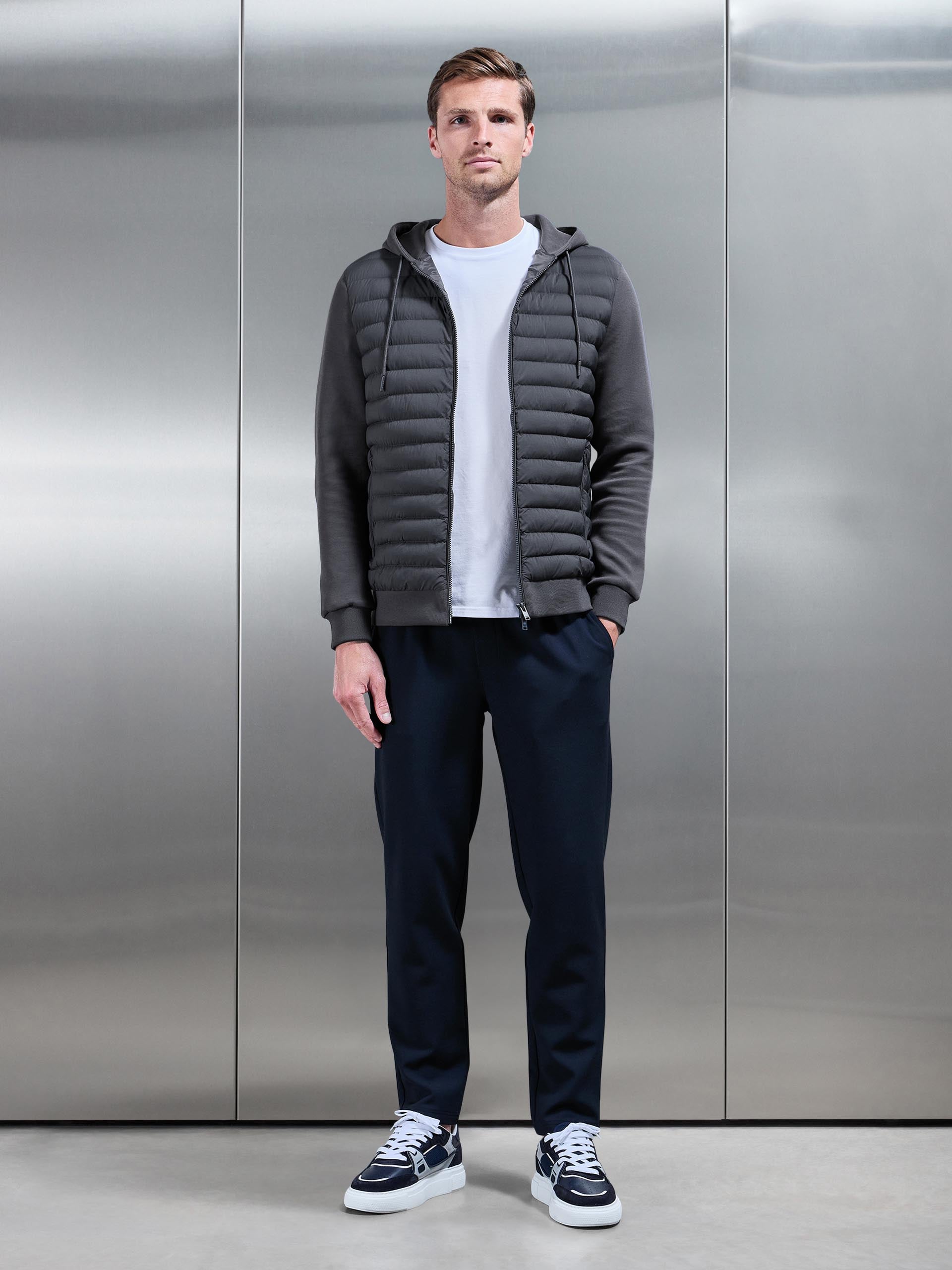 Mens Hybrid Quilted Technical Windbreaker in Grey